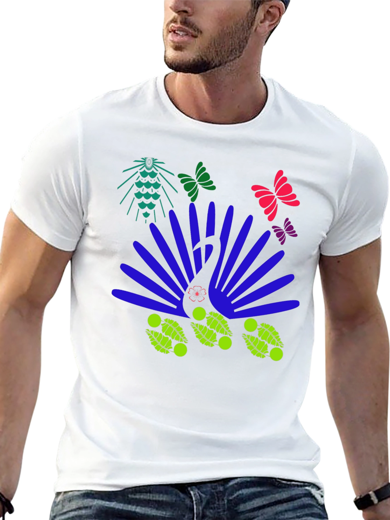 Abstract Peacock Graphic Tee