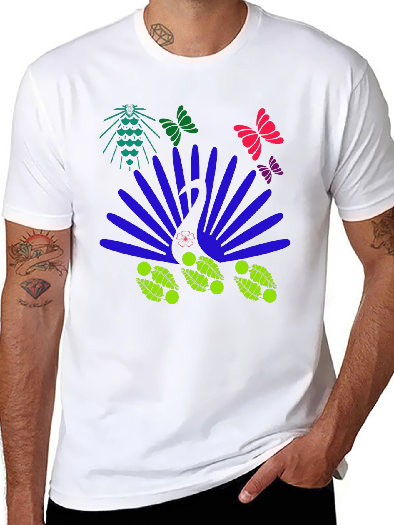 Abstract Peacock Graphic Tee