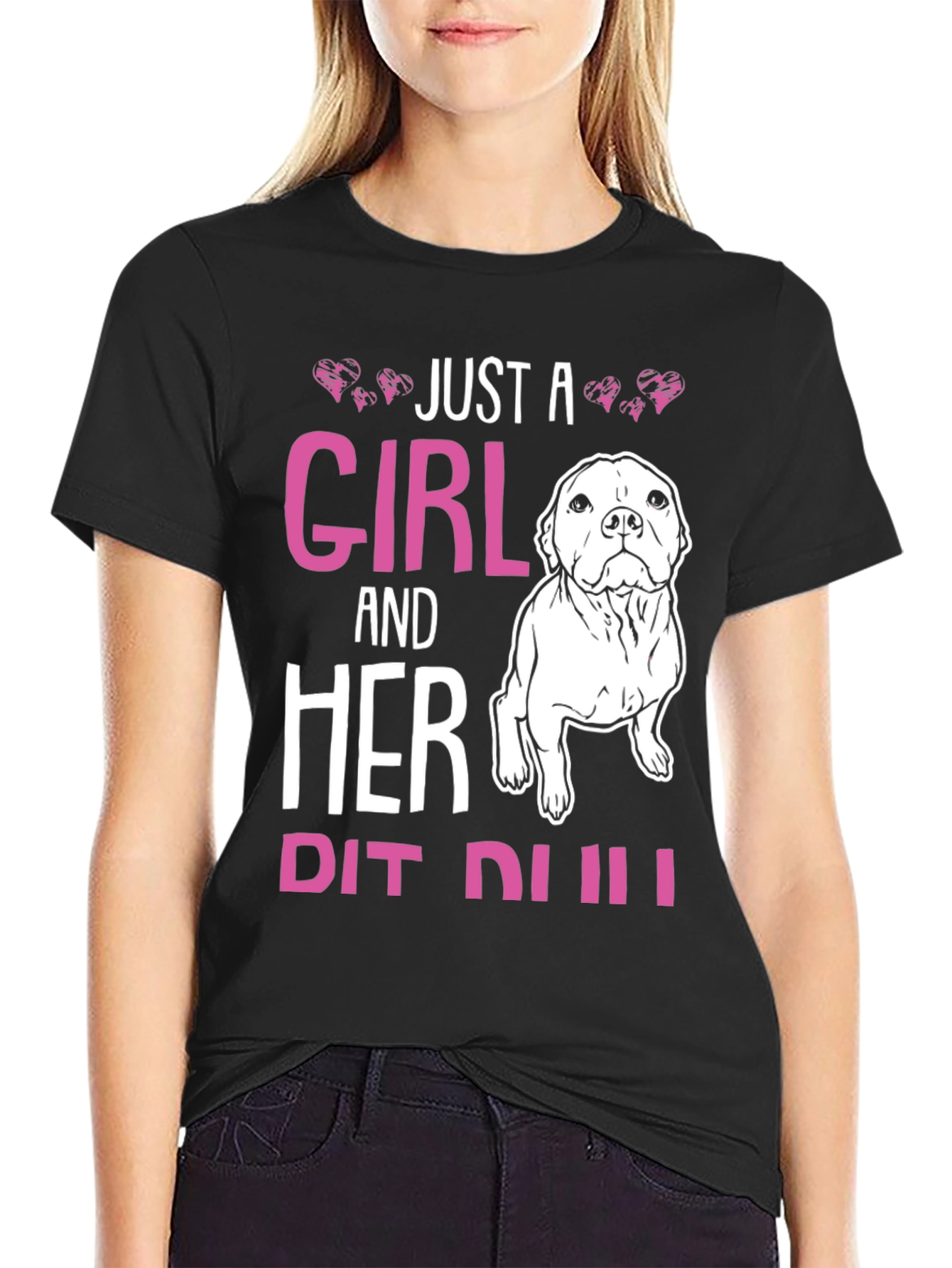 Girl and Her Pit Bull Dog T-Shirt