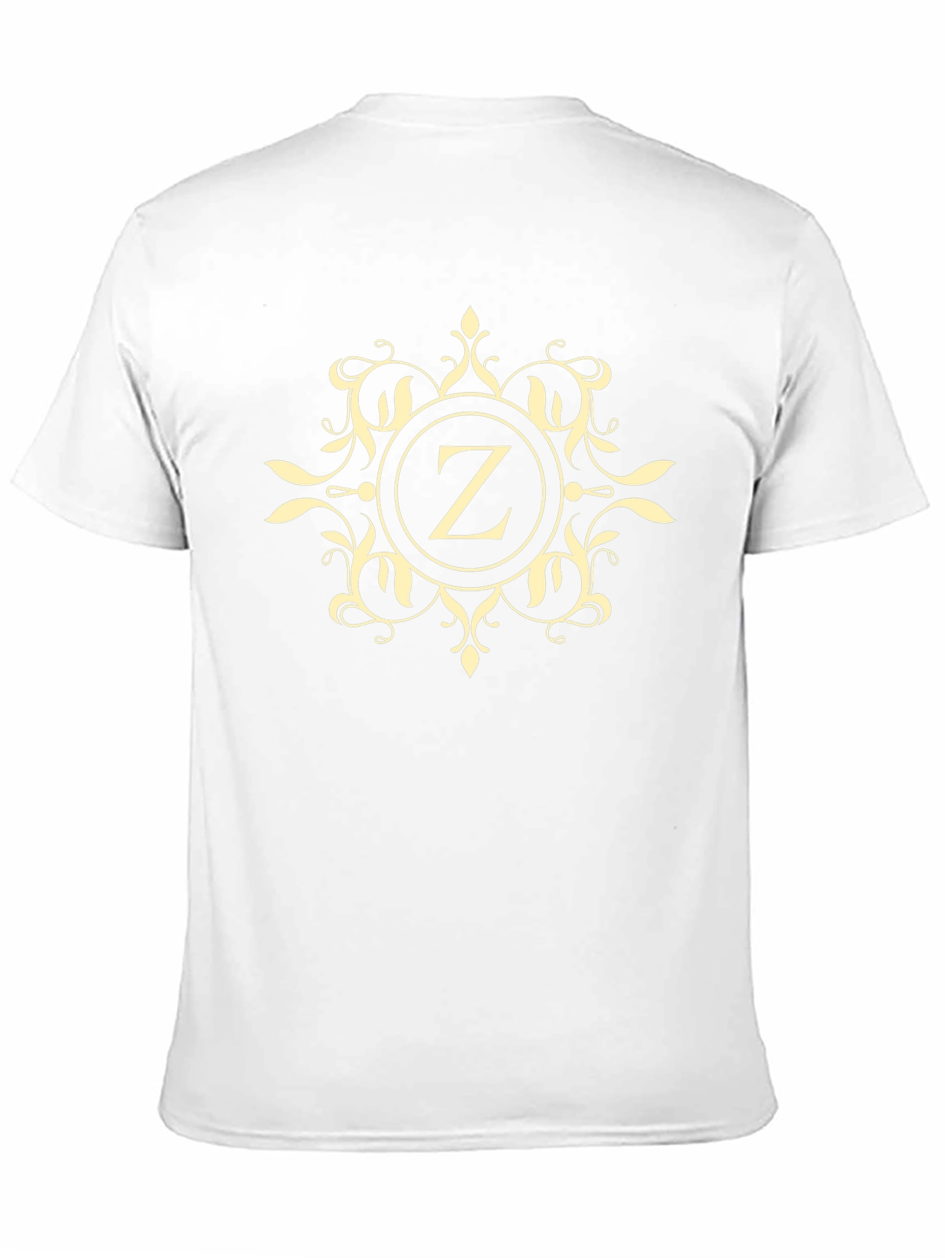 Monogrammed Z Black T-Shirt - Elegant Floral Design