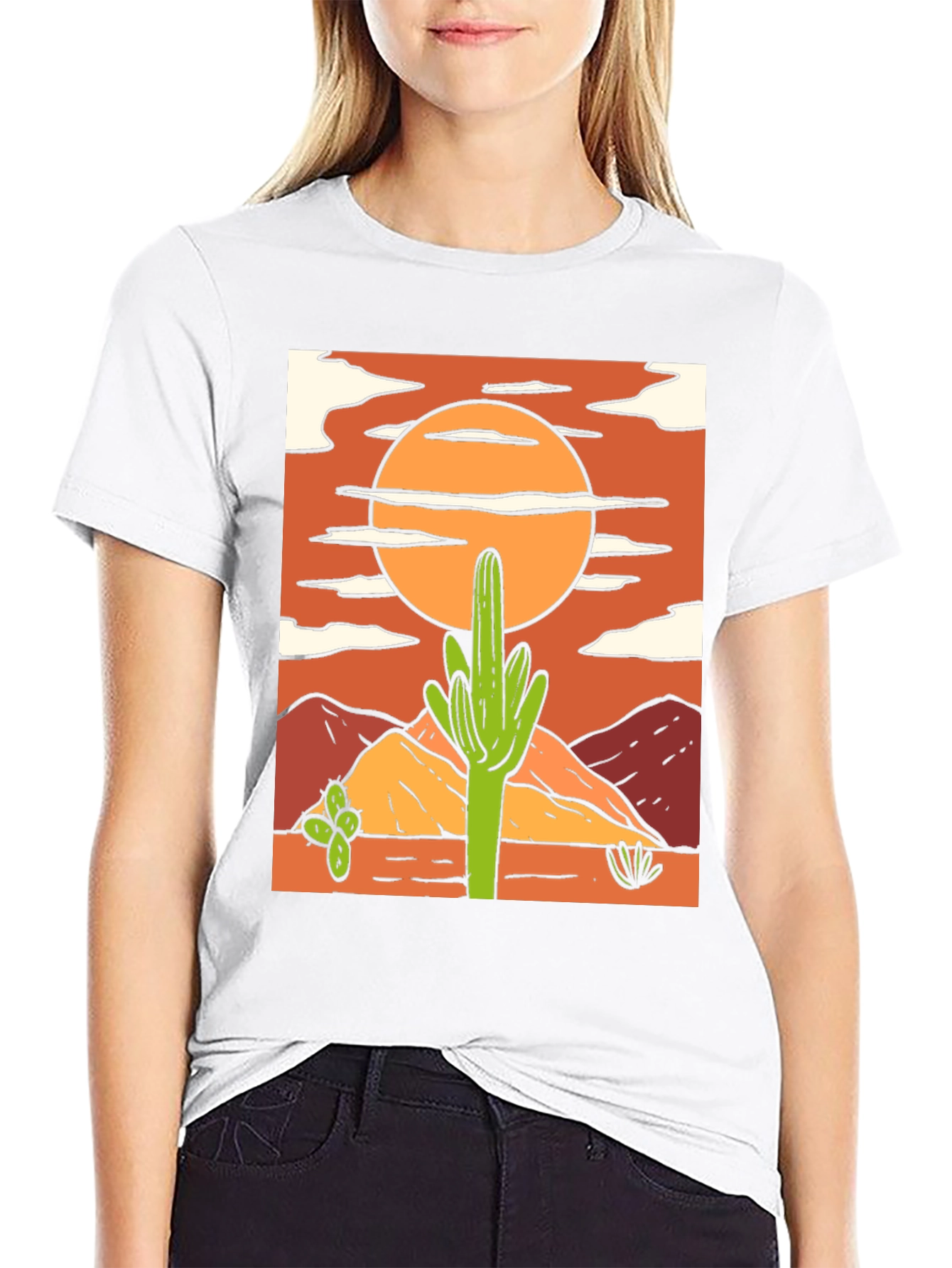 Cactus Graphic Tee - Desert Sunset Design