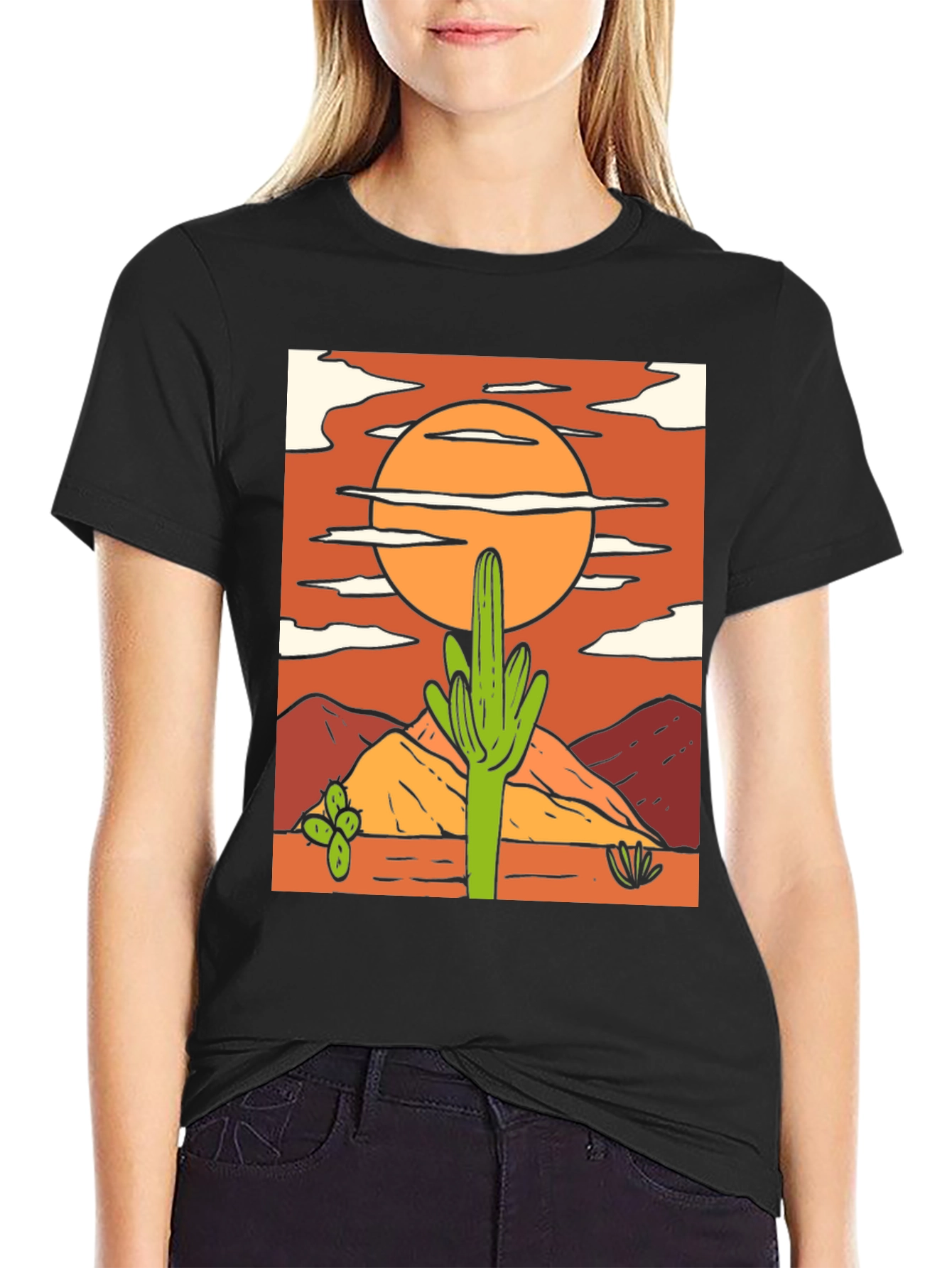 Cactus Graphic Tee - Desert Sunset Design
