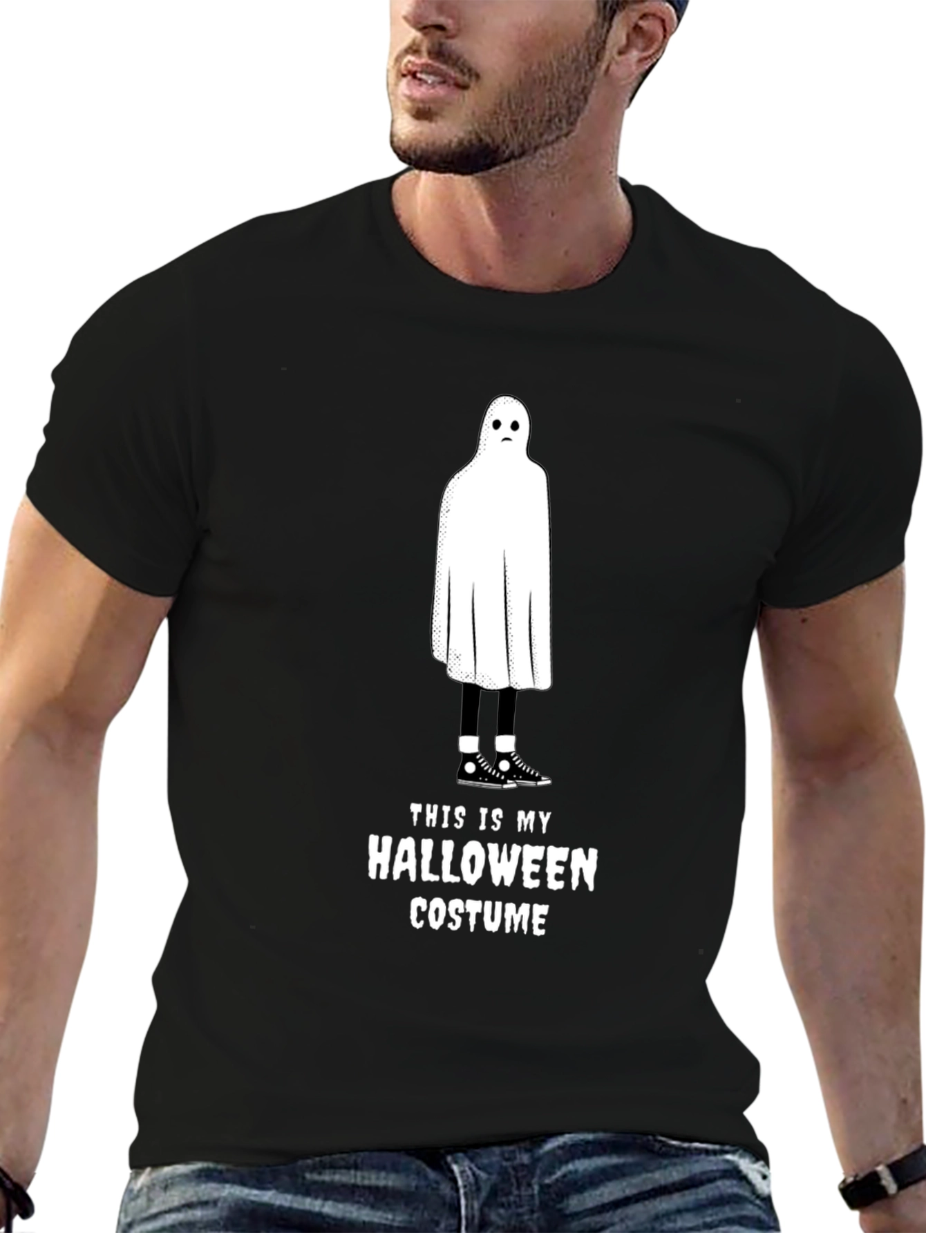 Halloween Ghost Costume T-Shirt - Funny & Spooky