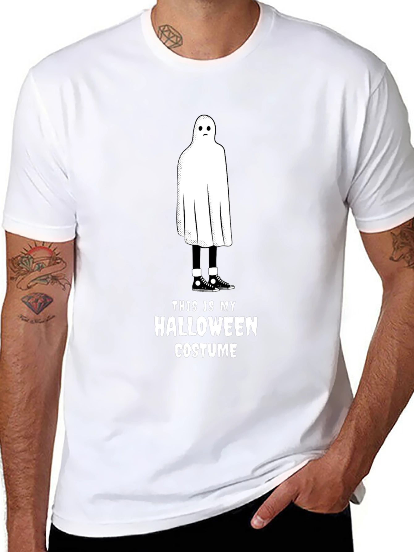 Halloween Ghost Costume T-Shirt - Funny & Spooky