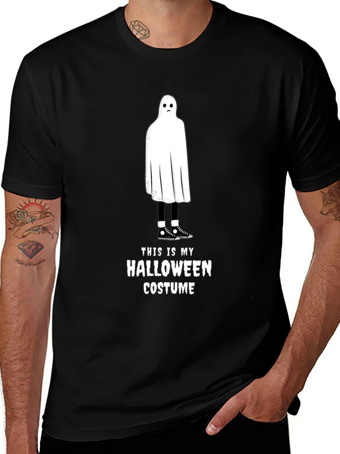 Halloween Ghost Costume T-Shirt - Funny & Spooky