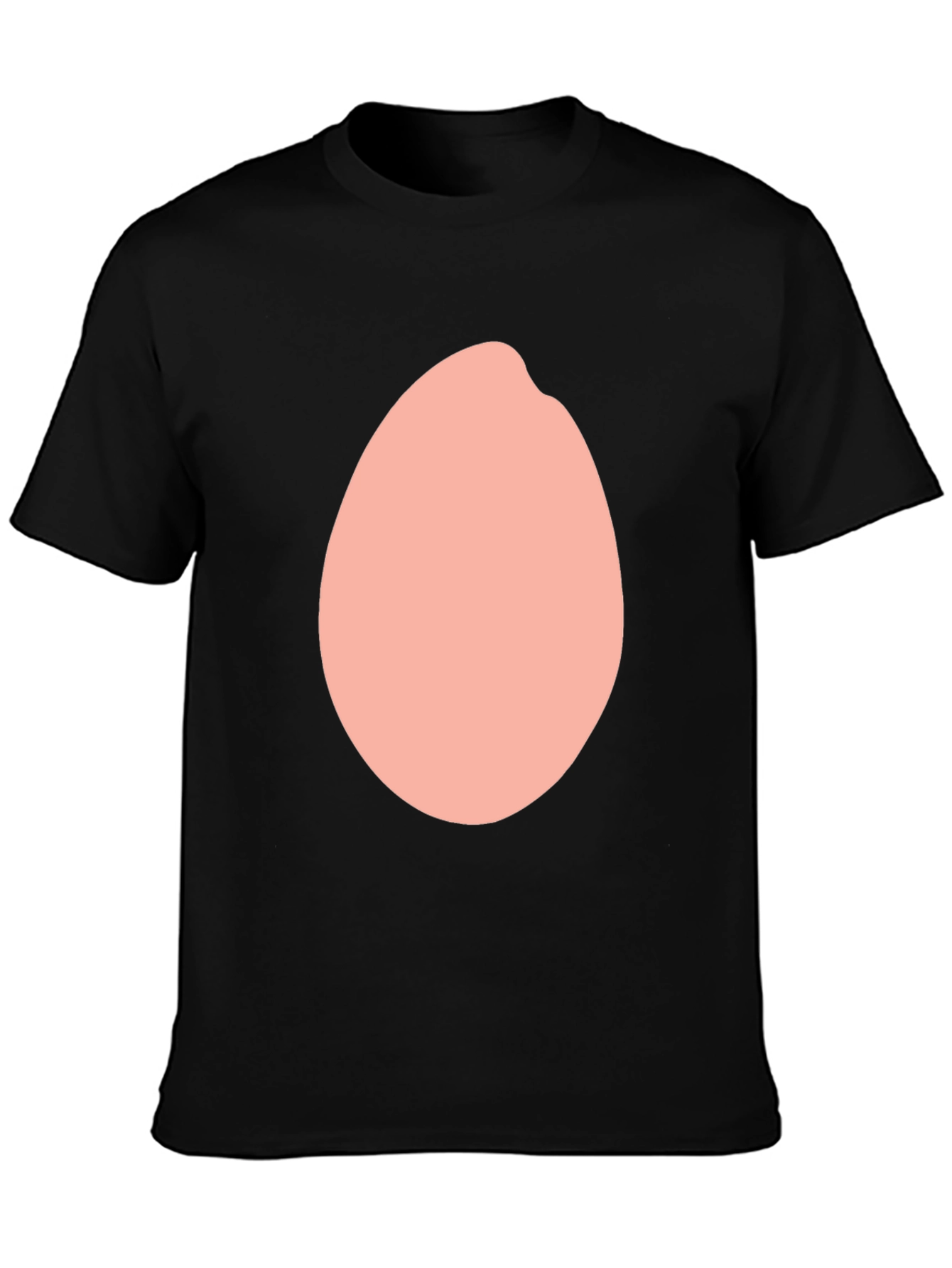 Funny Black T-Shirt with Peach Oval Design