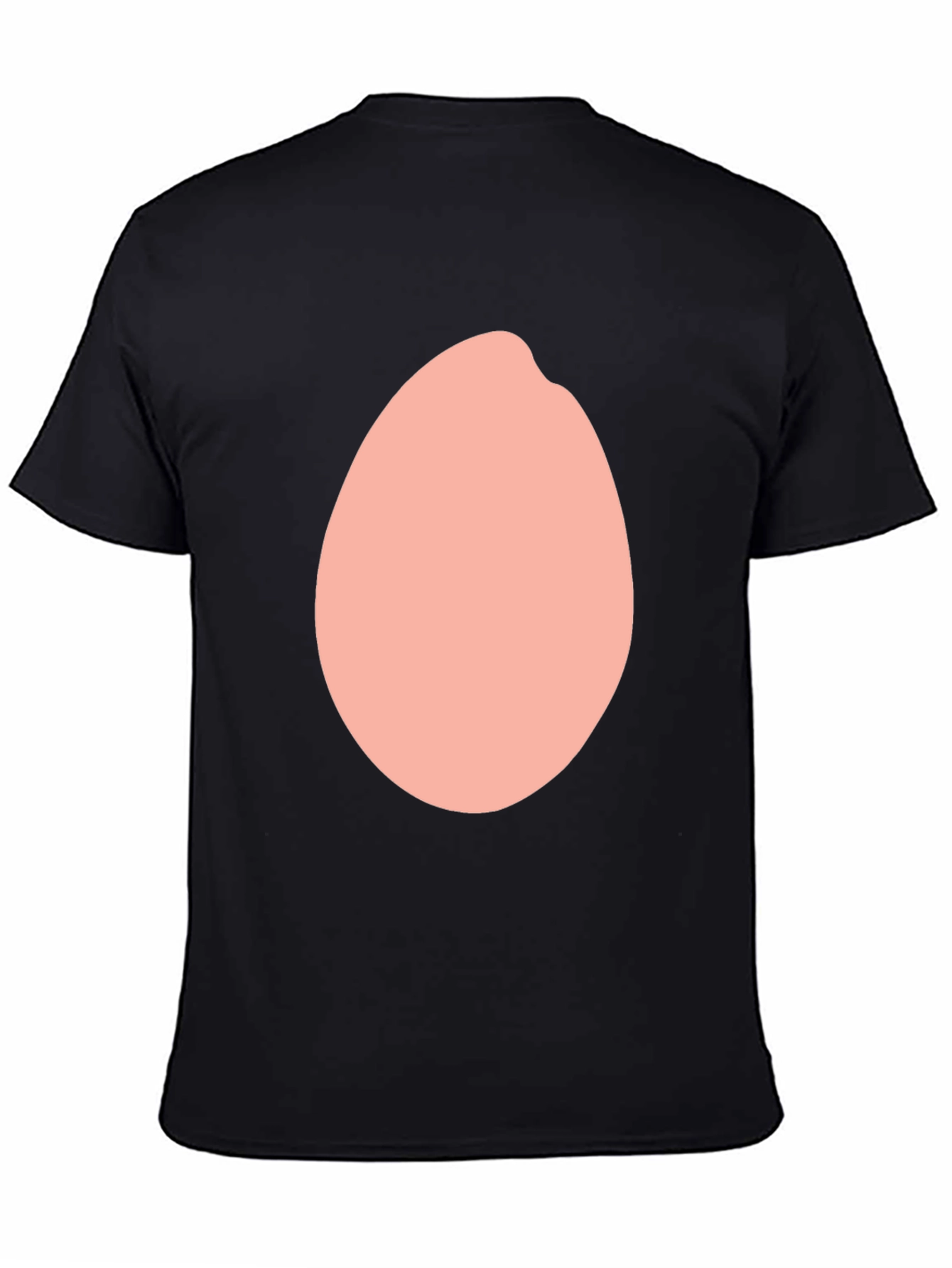 Funny Black T-Shirt with Peach Oval Design