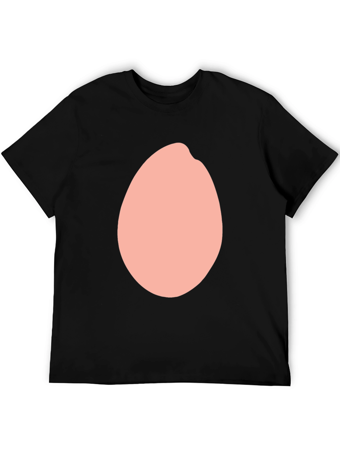 Funny Black T-Shirt with Peach Oval Design