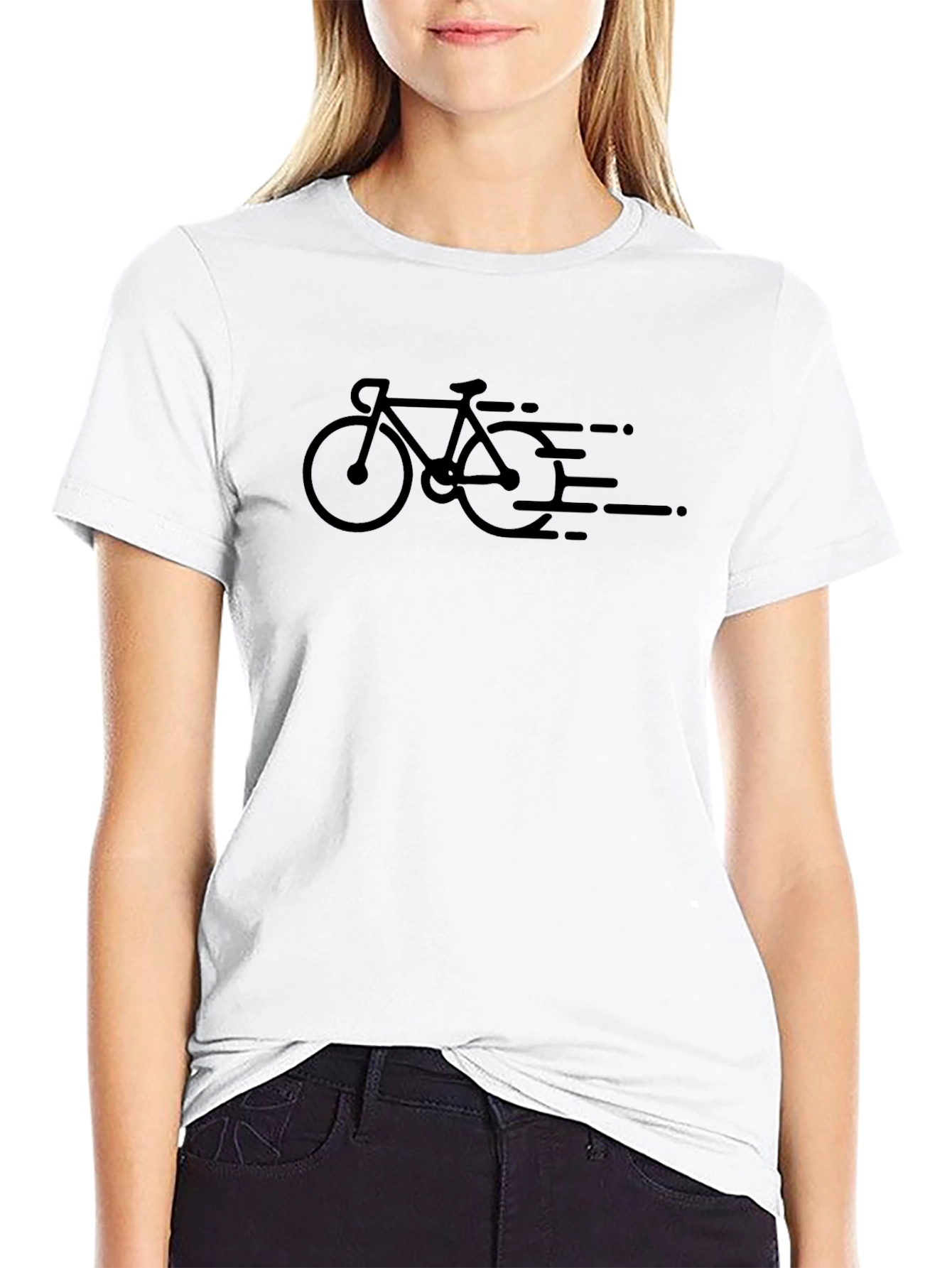 Speeding Bicycle Graphic Tee - Black Cotton