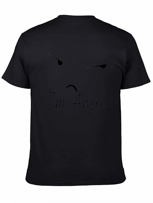 Angry Mood Graphic Tee - Black Cotton Casual T-Shirt
