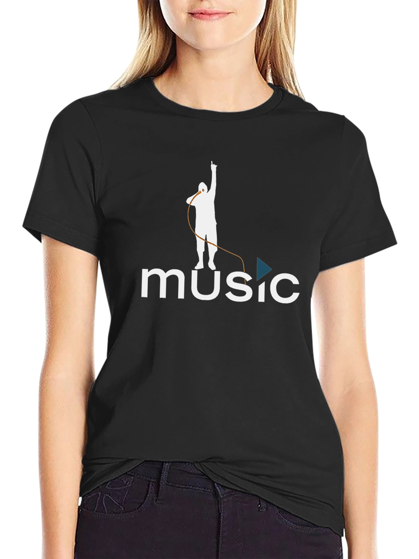 Music Graphic Print Black T-Shirt