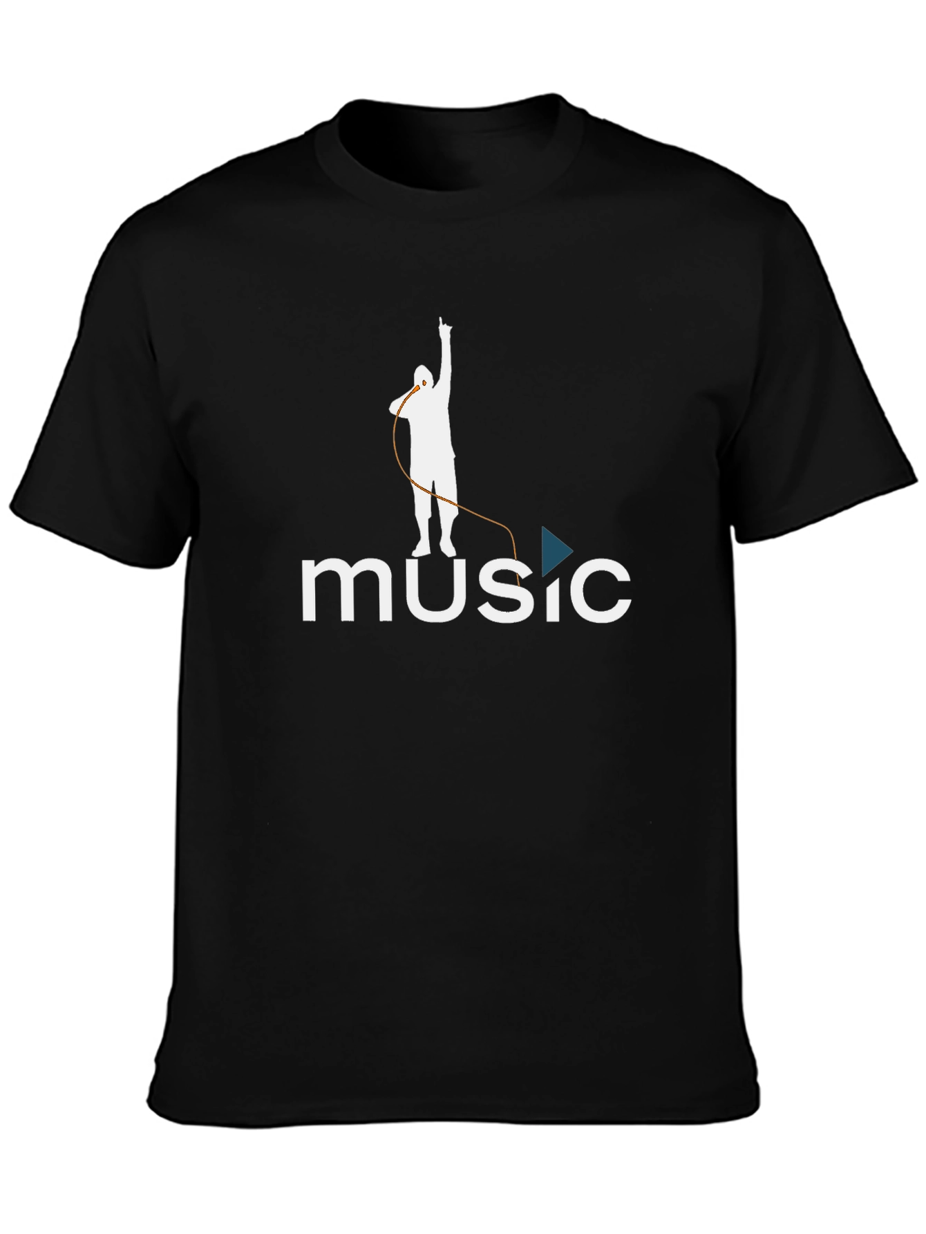 Music Graphic Print Black T-Shirt