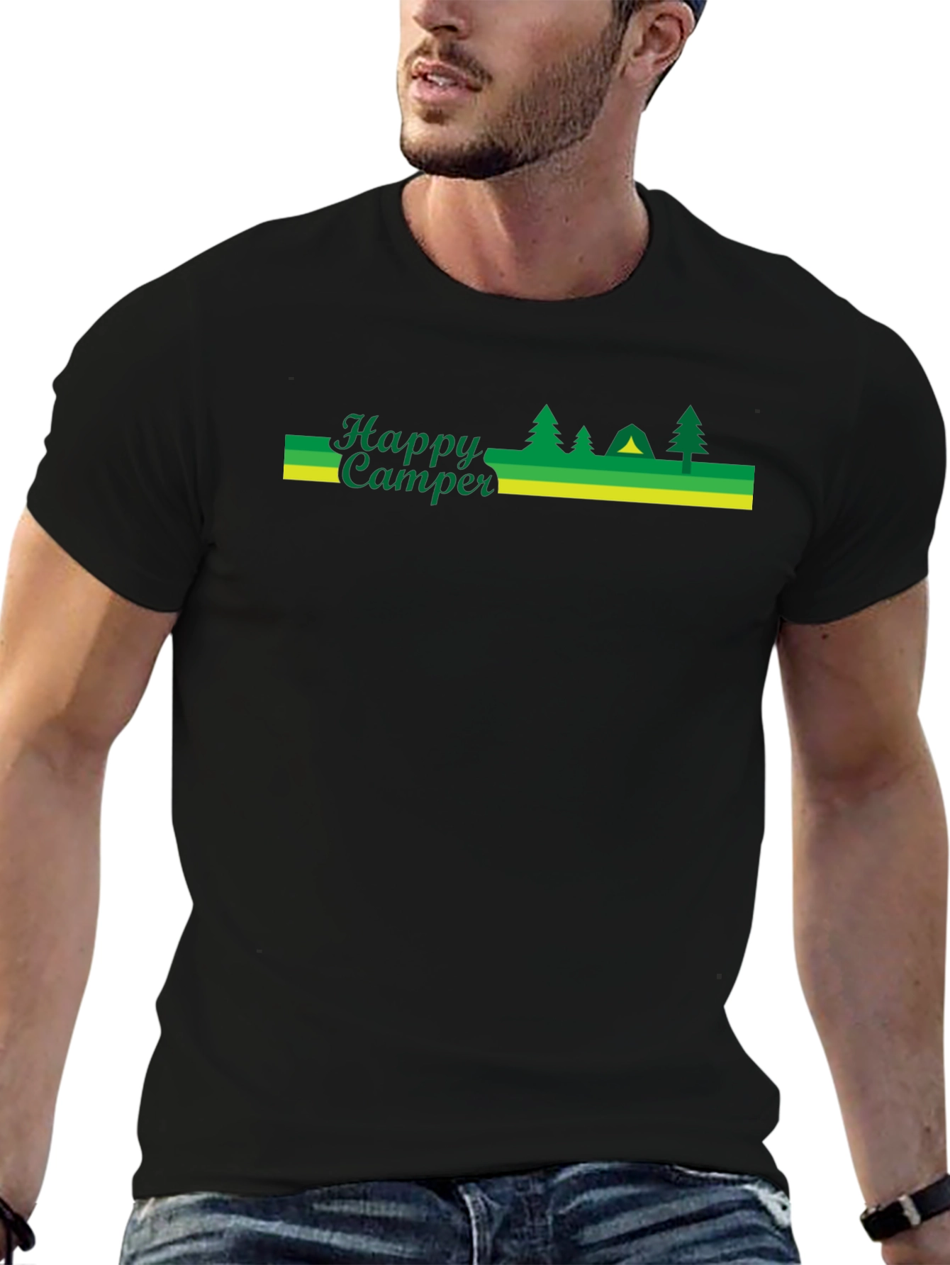 Happy Camper Black Graphic T-Shirt