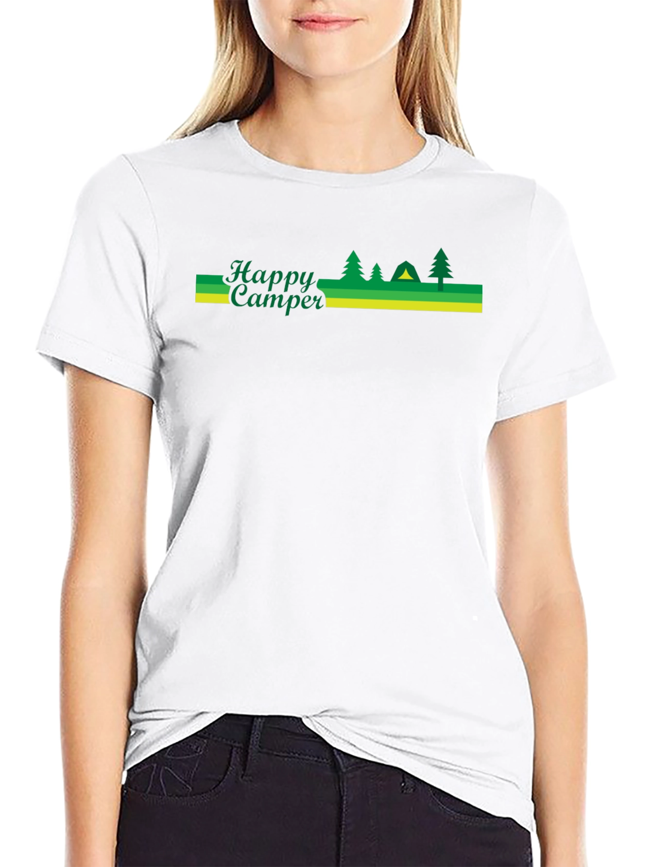 Happy Camper Black Graphic T-Shirt