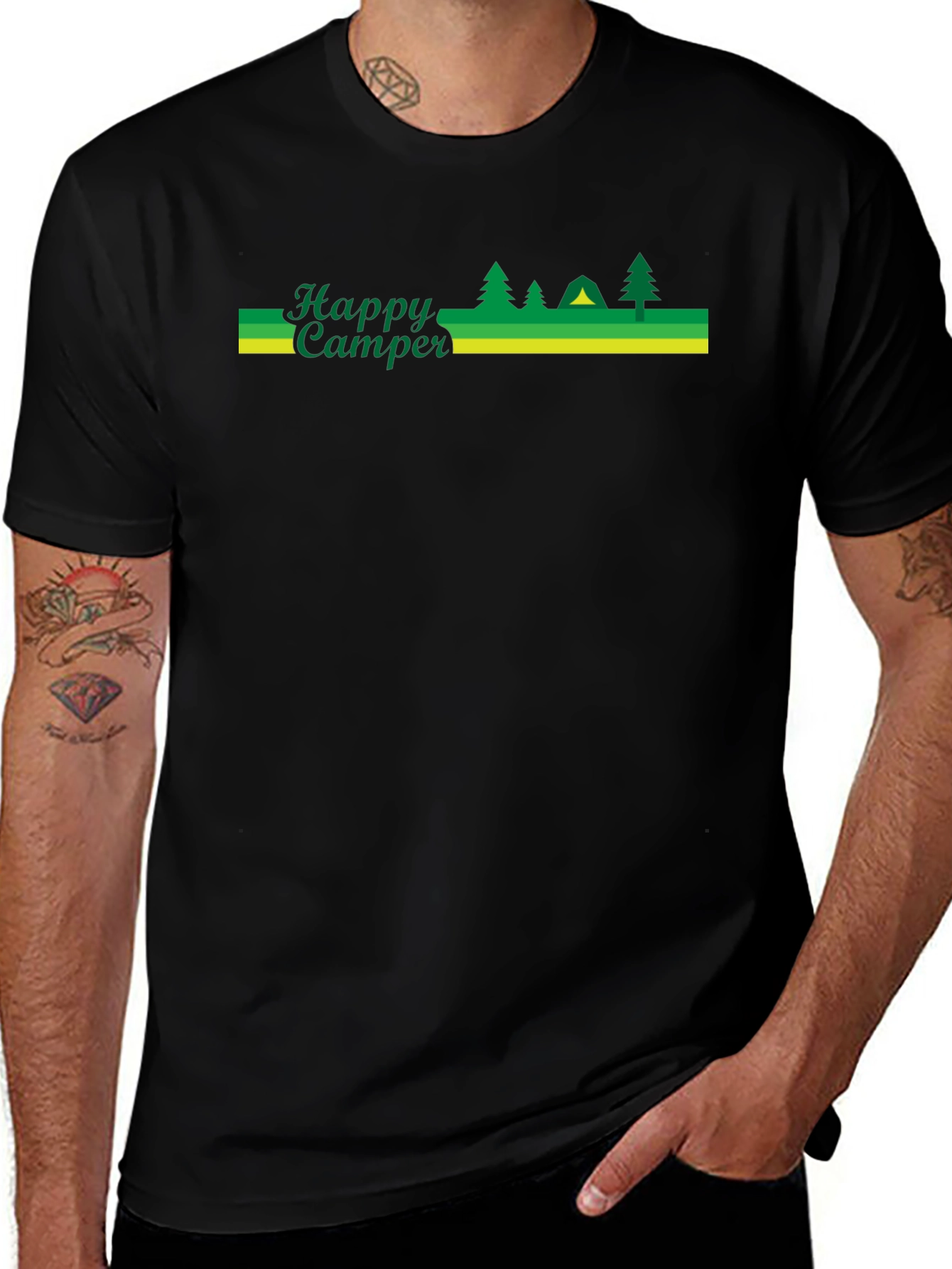 Happy Camper Black Graphic T-Shirt
