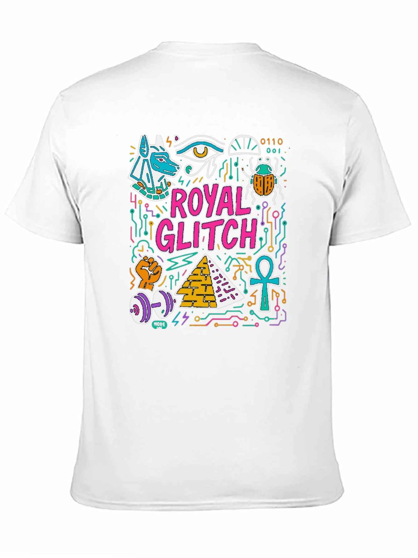 Royal Glitch Graphic Tee - Unique Egyptian Design