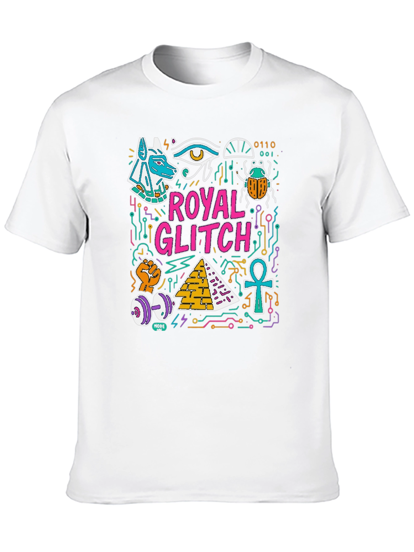 Royal Glitch Graphic Tee - Unique Egyptian Design