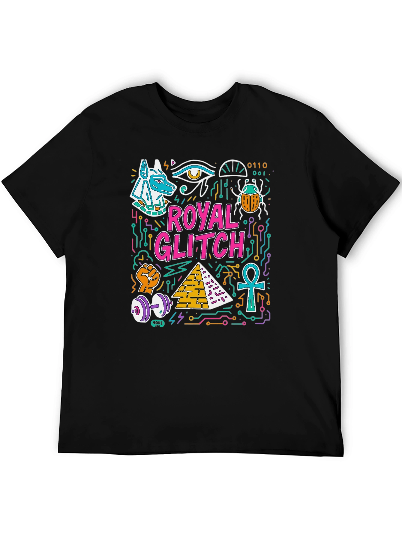 Royal Glitch Graphic Tee - Unique Egyptian Design