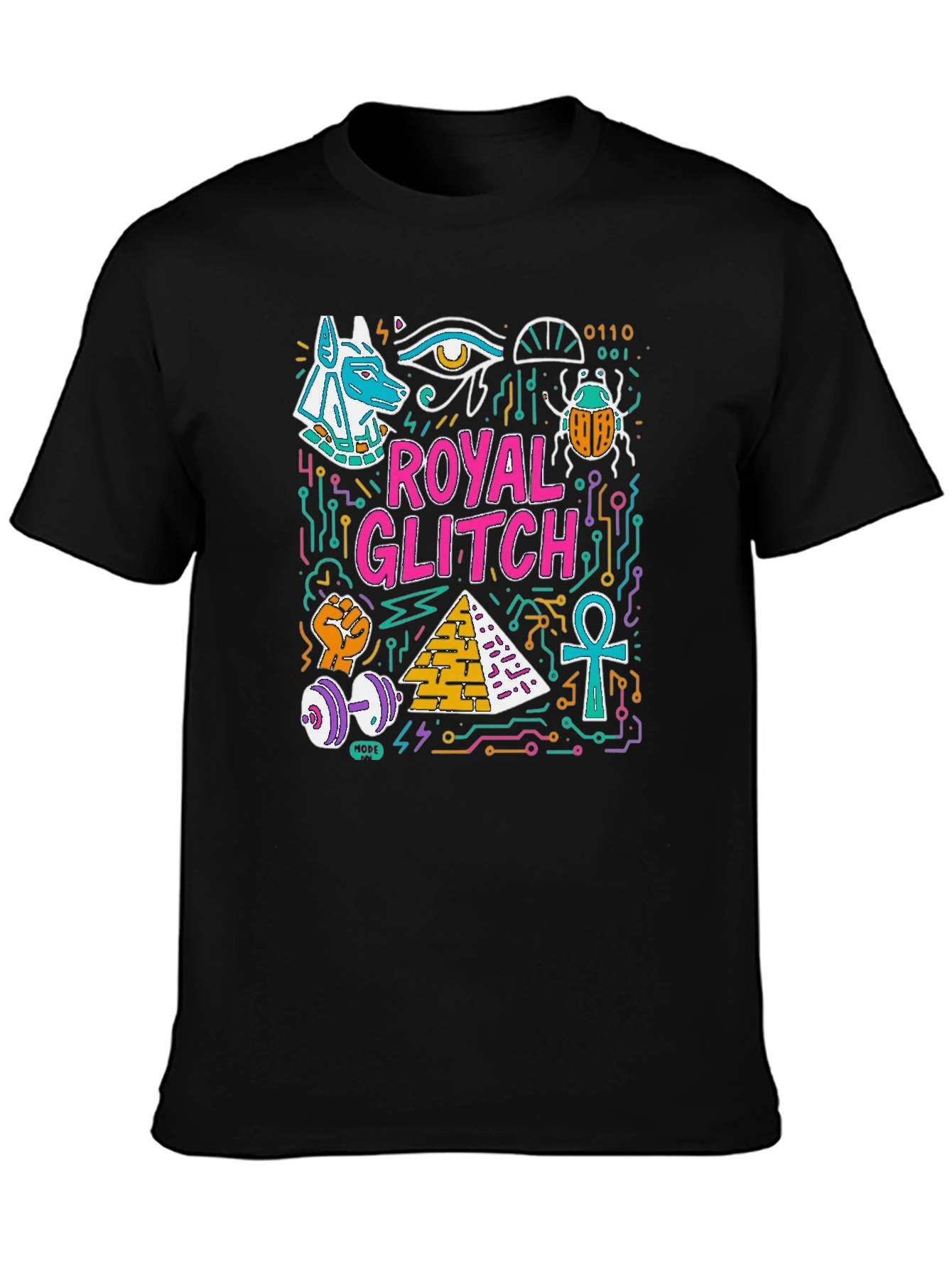 Royal Glitch Graphic Tee - Unique Egyptian Design