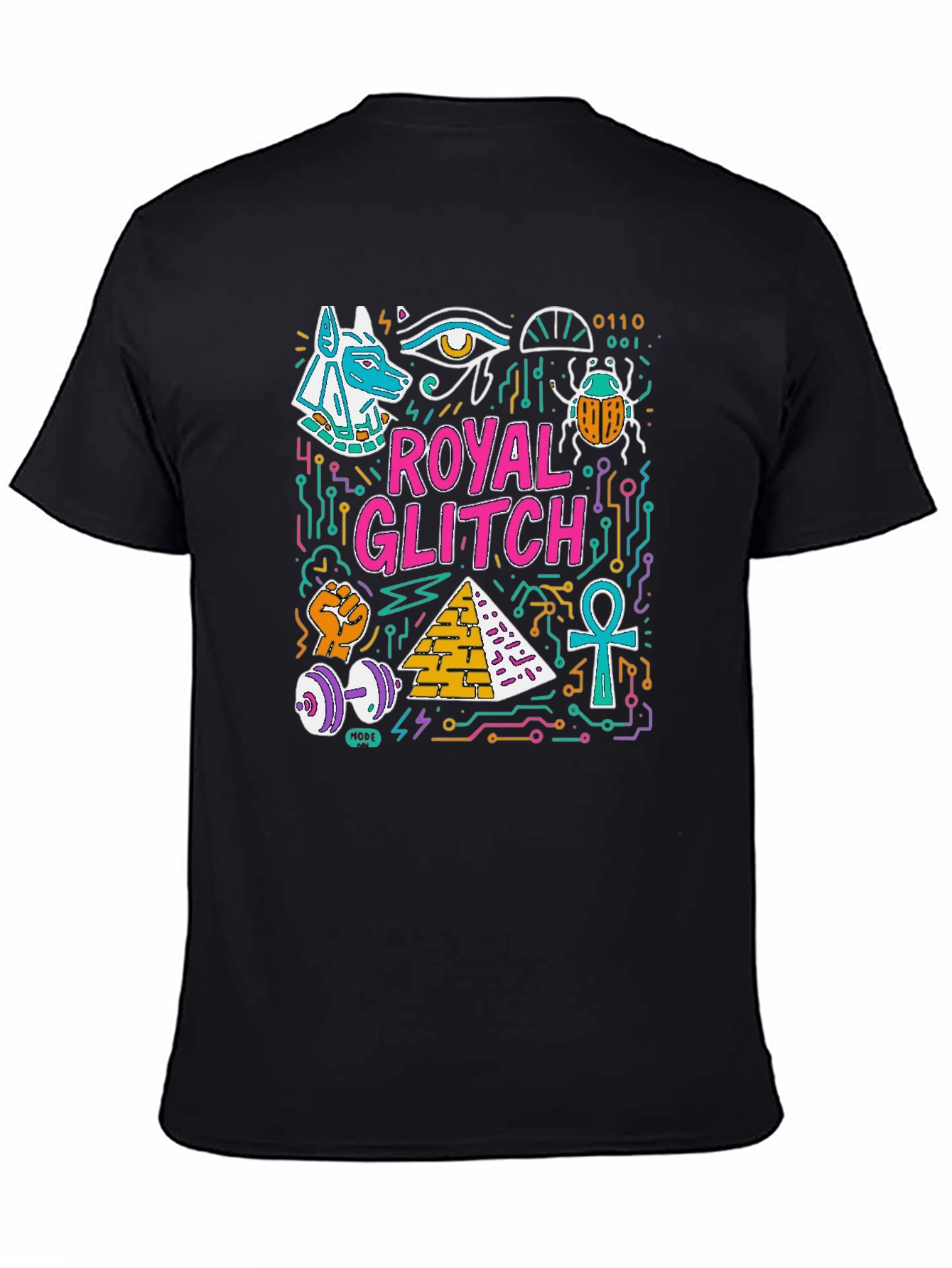 Royal Glitch Graphic Tee - Unique Egyptian Design