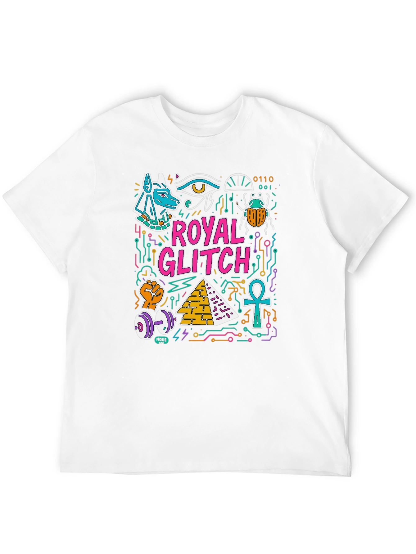 Royal Glitch Graphic Tee - Unique Egyptian Design