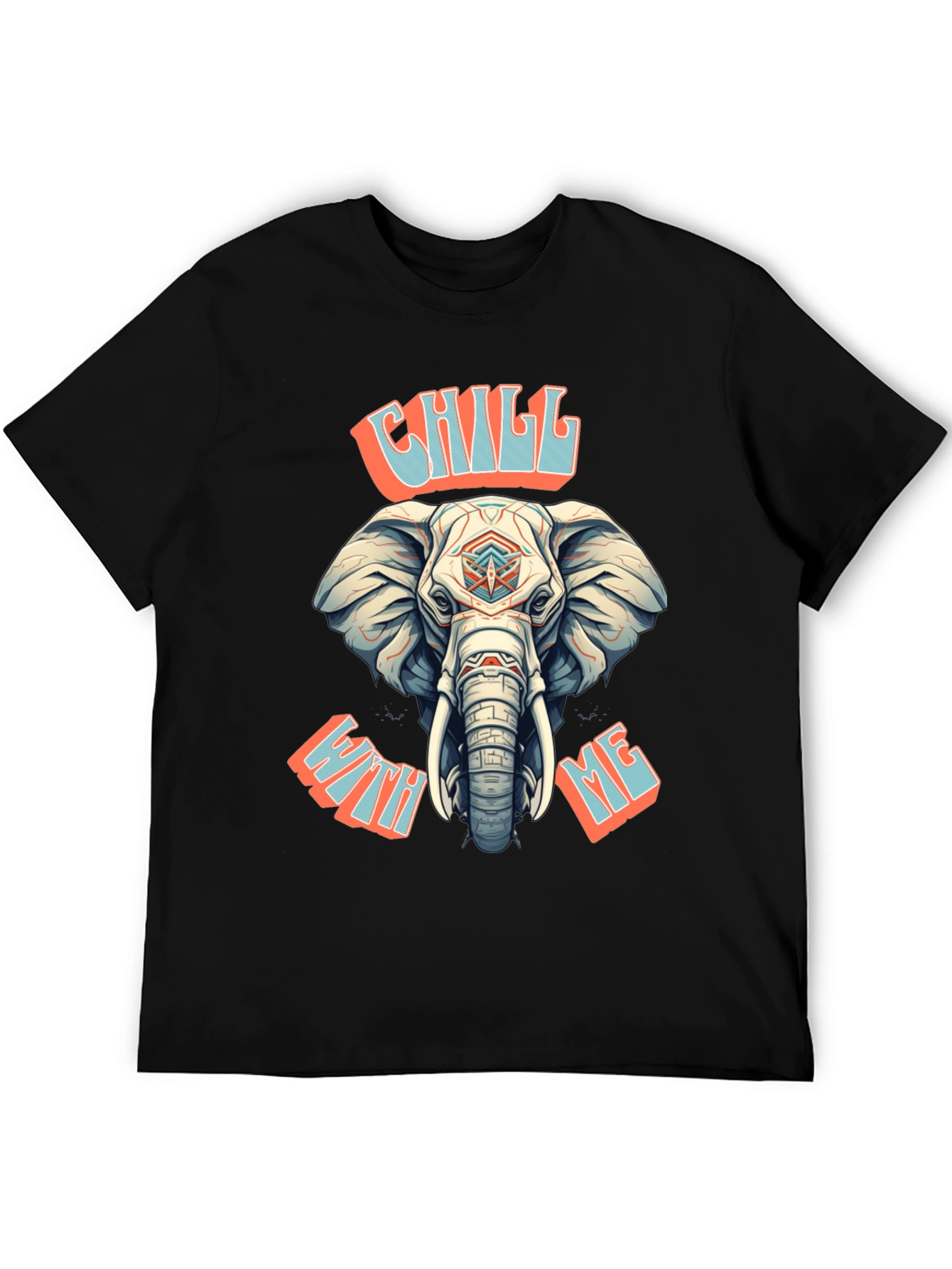 Chill With Me Elephant Graphic Tee - Black