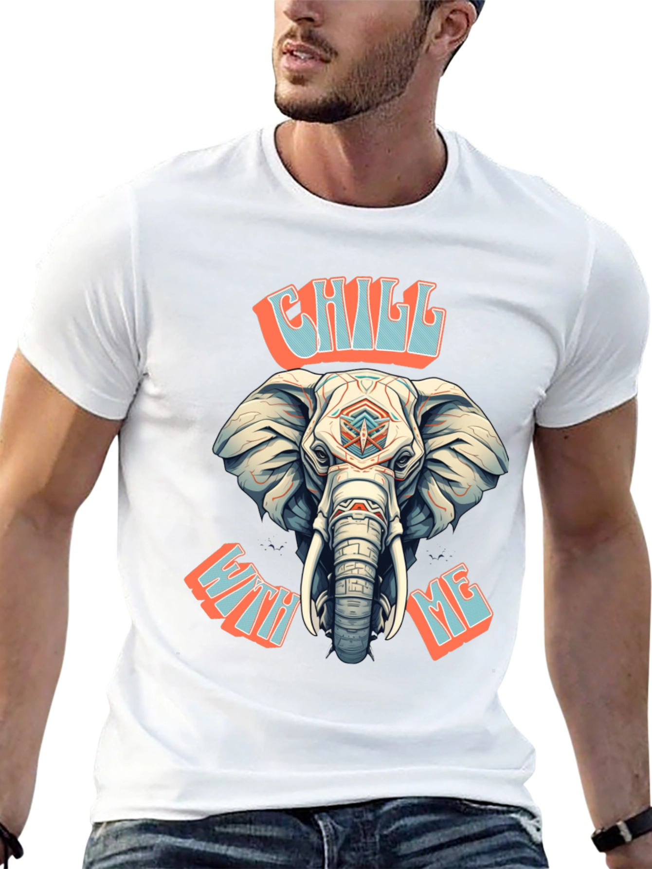 Chill With Me Elephant Graphic Tee - Black