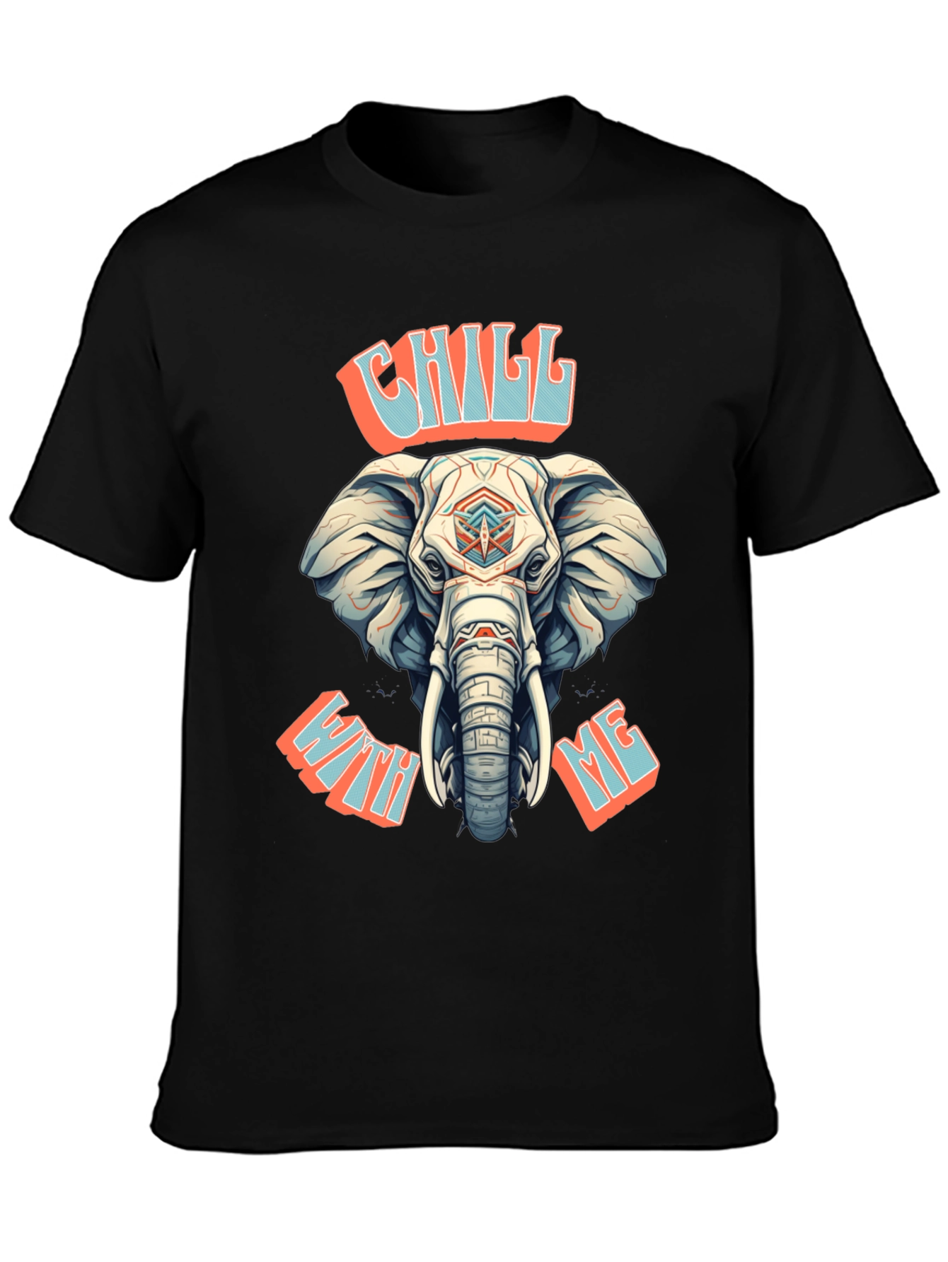 Chill With Me Elephant Graphic Tee - Black
