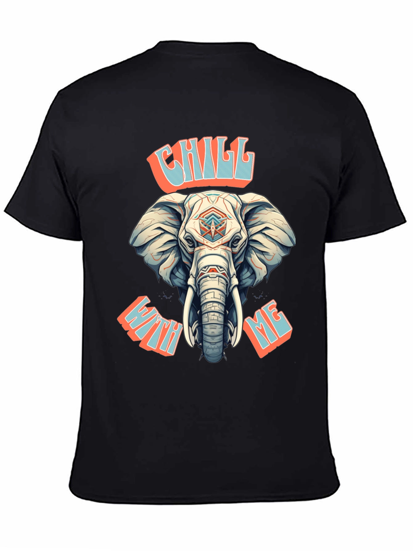 Chill With Me Elephant Graphic Tee - Black
