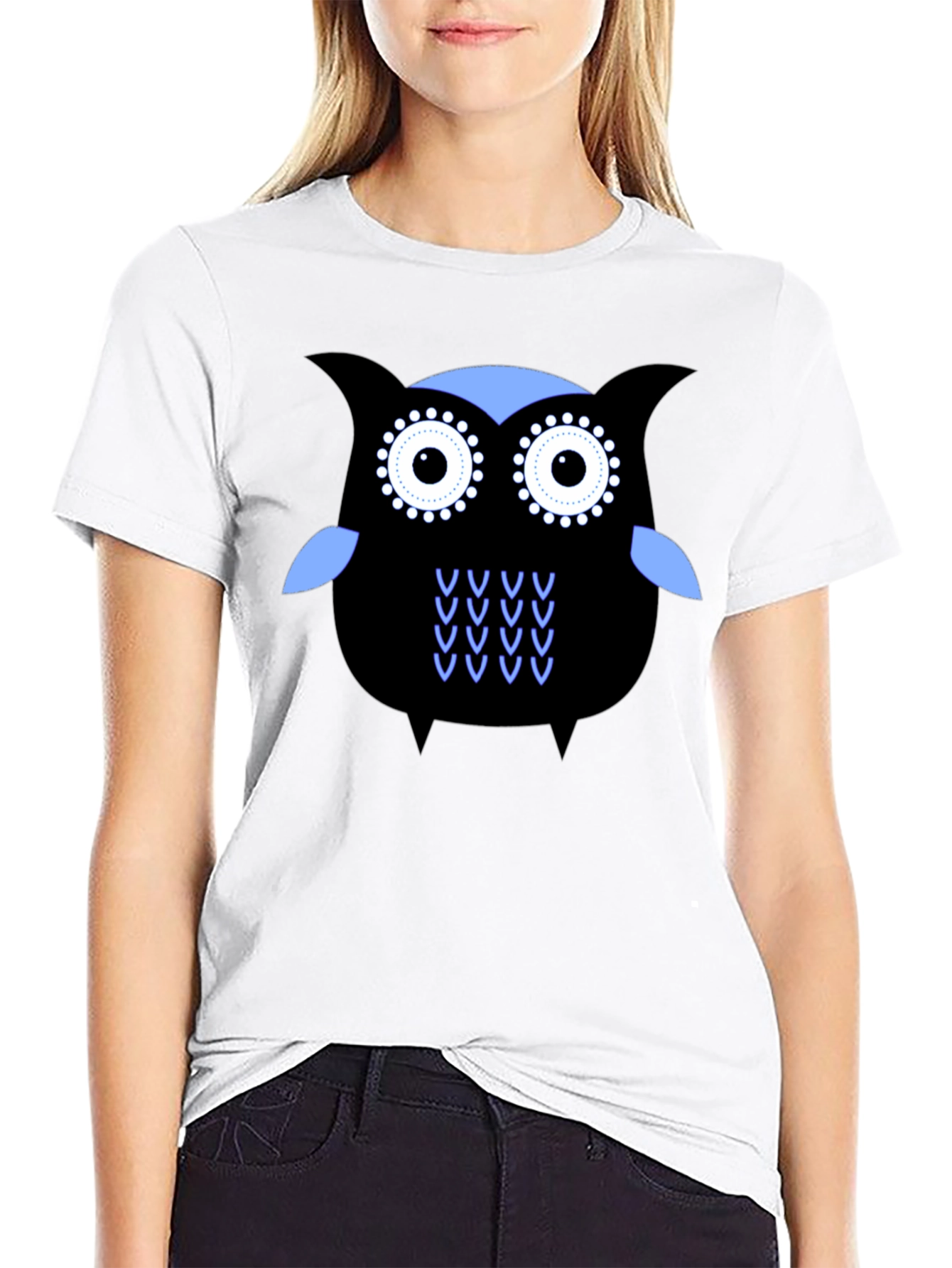 Cool Owl Graphic Tee - Black
