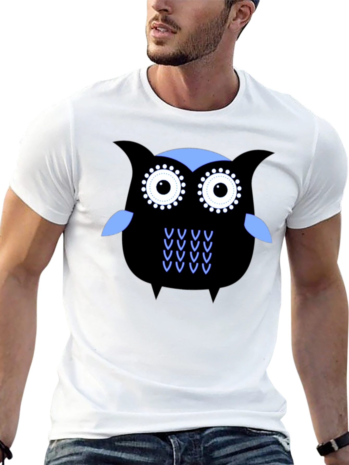 Cool Owl Graphic Tee - Black