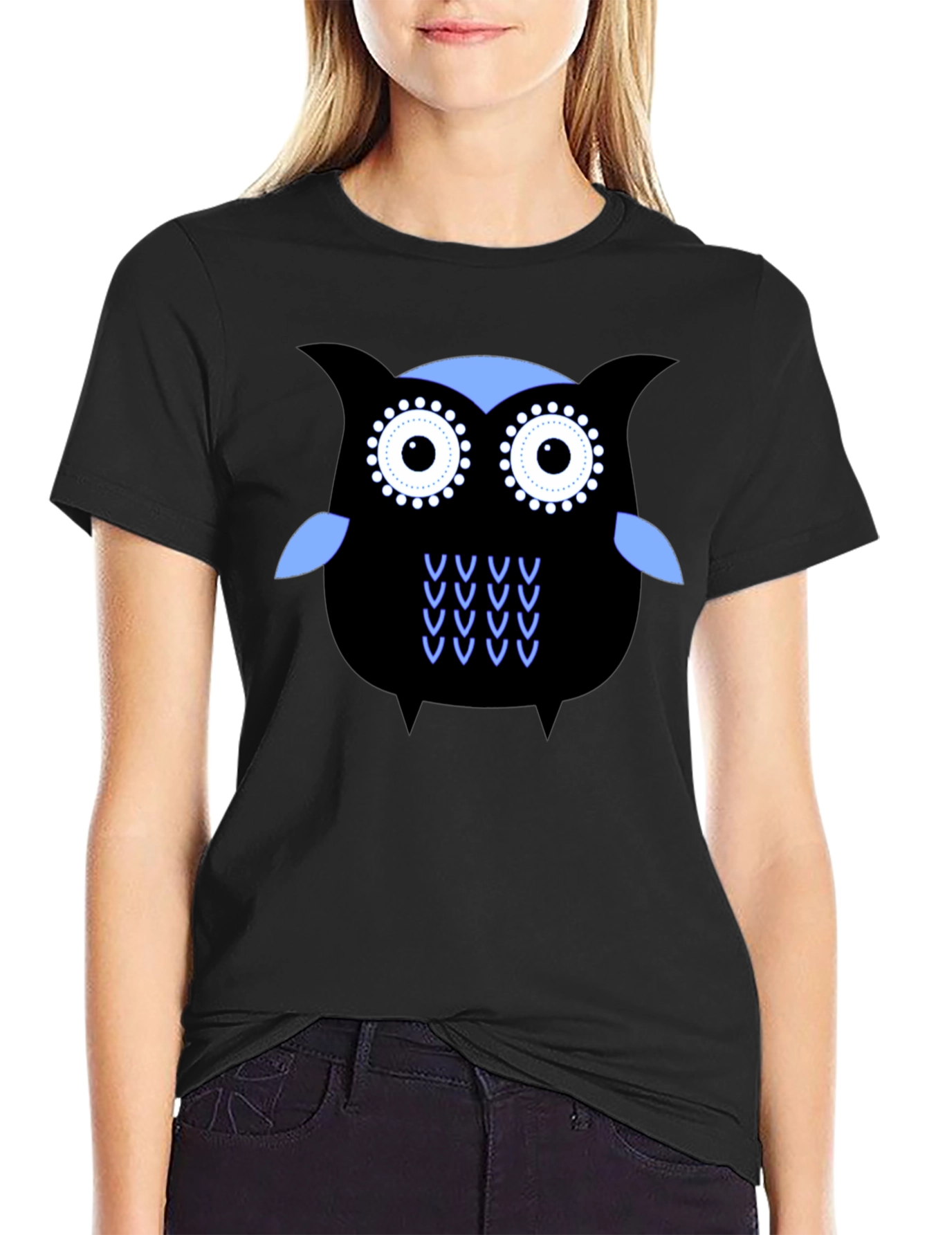 Cool Owl Graphic Tee - Black