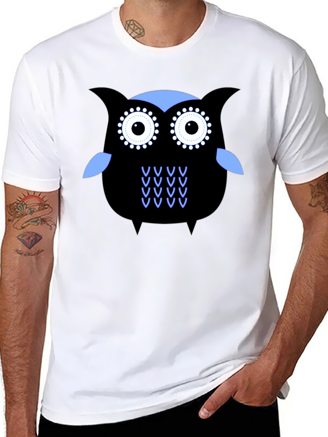 Cool Owl Graphic Tee - Black