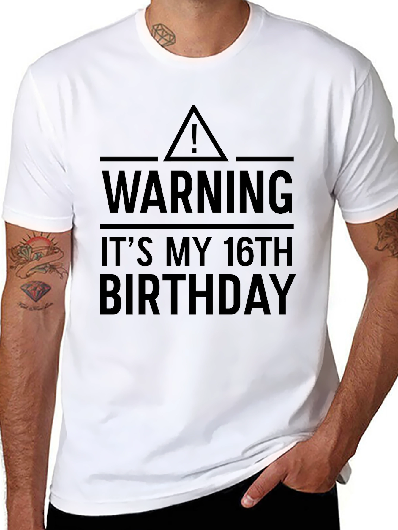 Warning 16th Birthday Black Graphic T-Shirt