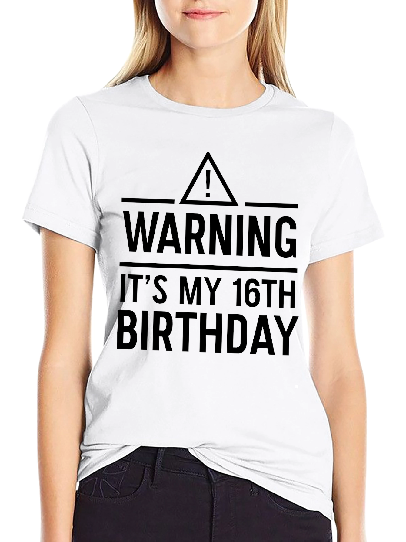 Warning 16th Birthday Black Graphic T-Shirt