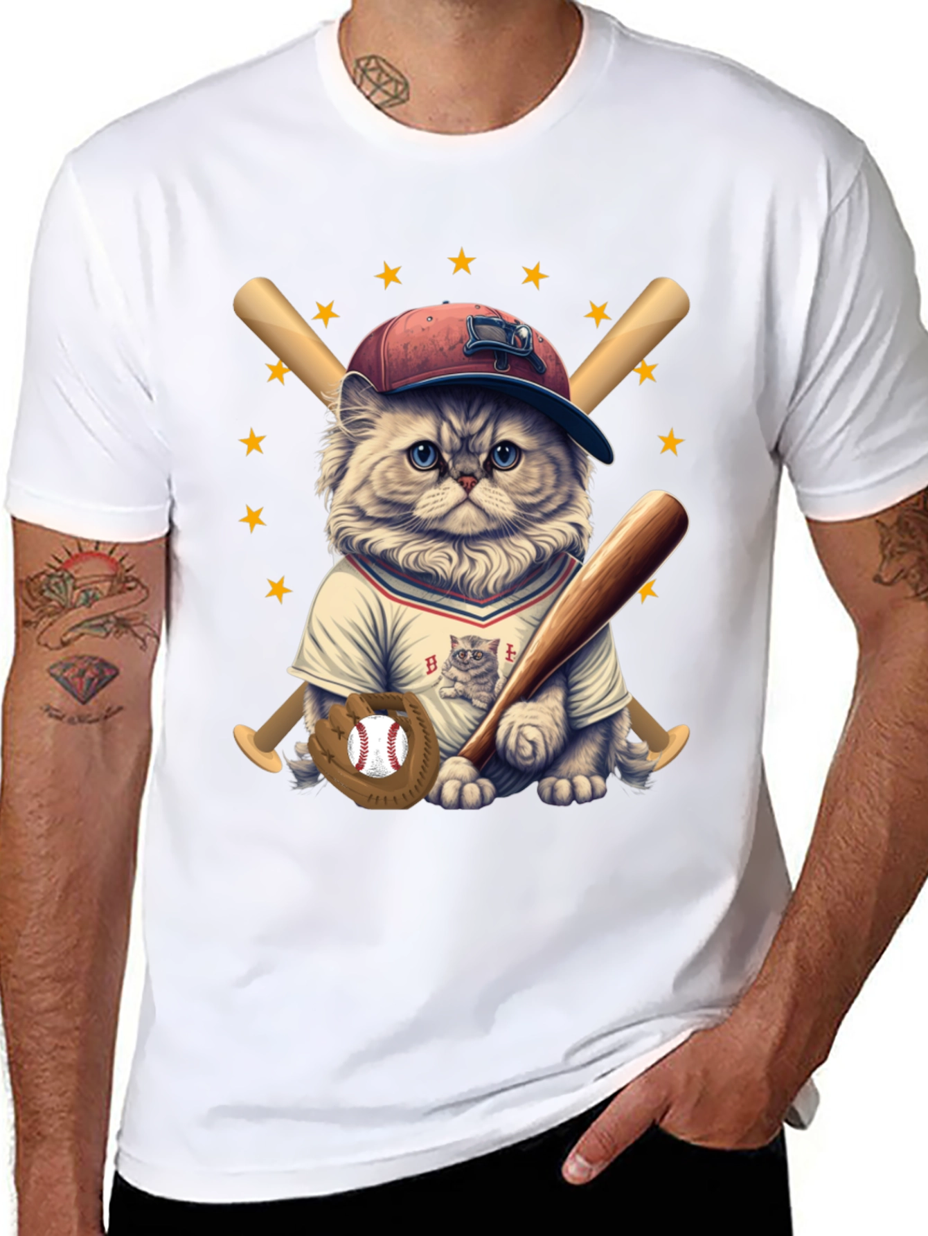 Baseball Cat T-Shirt -  Cute & Sporty Design