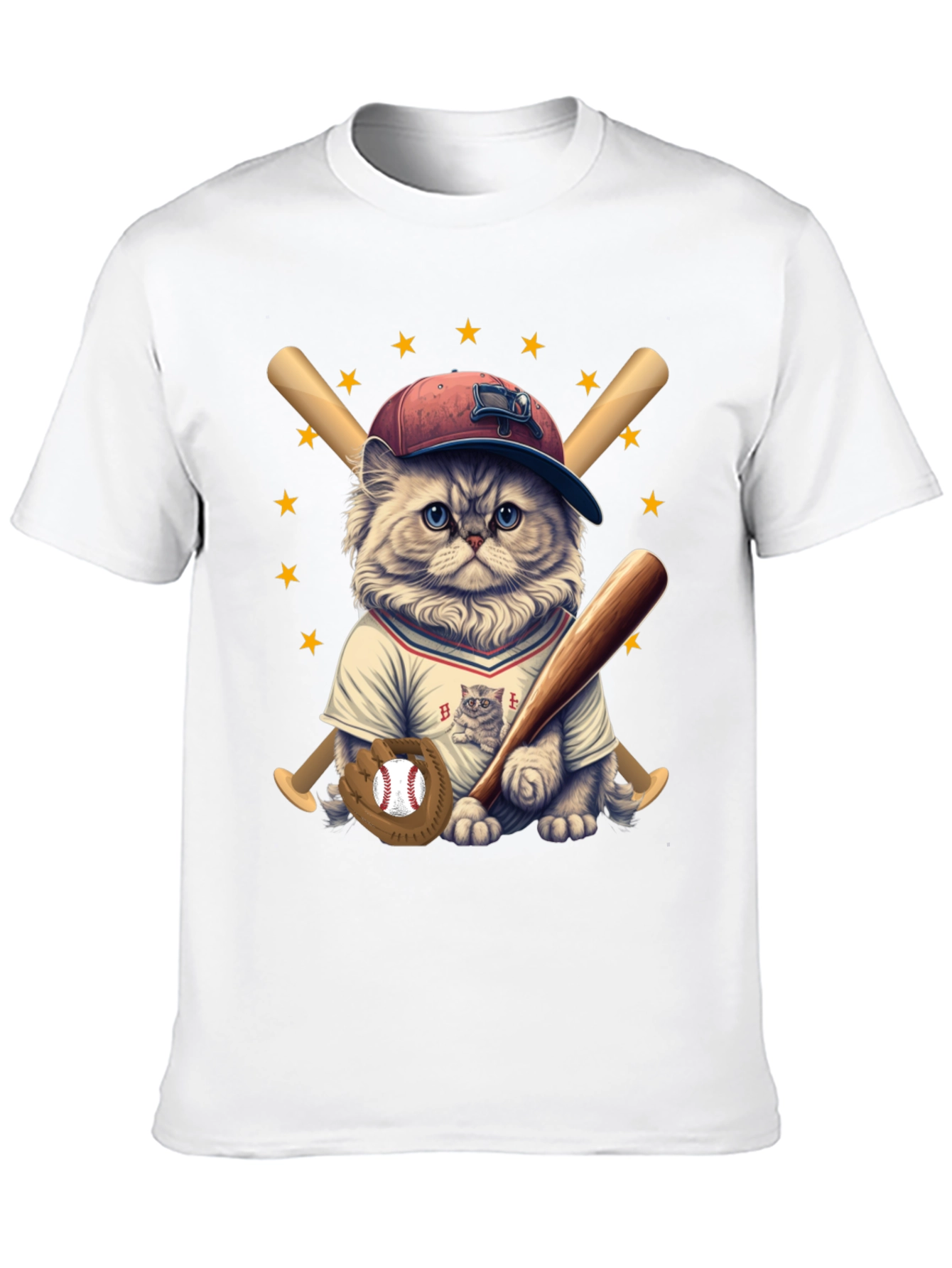 Baseball Cat T-Shirt -  Cute & Sporty Design