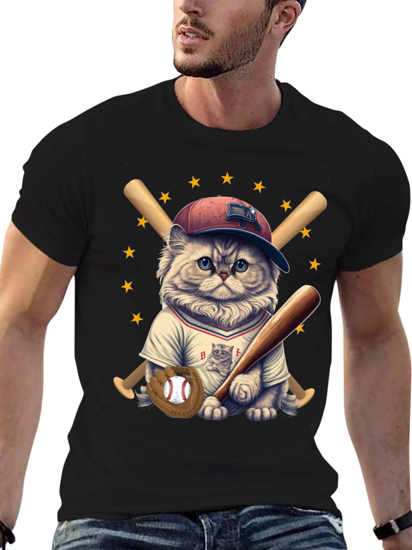 Baseball Cat T-Shirt -  Cute & Sporty Design