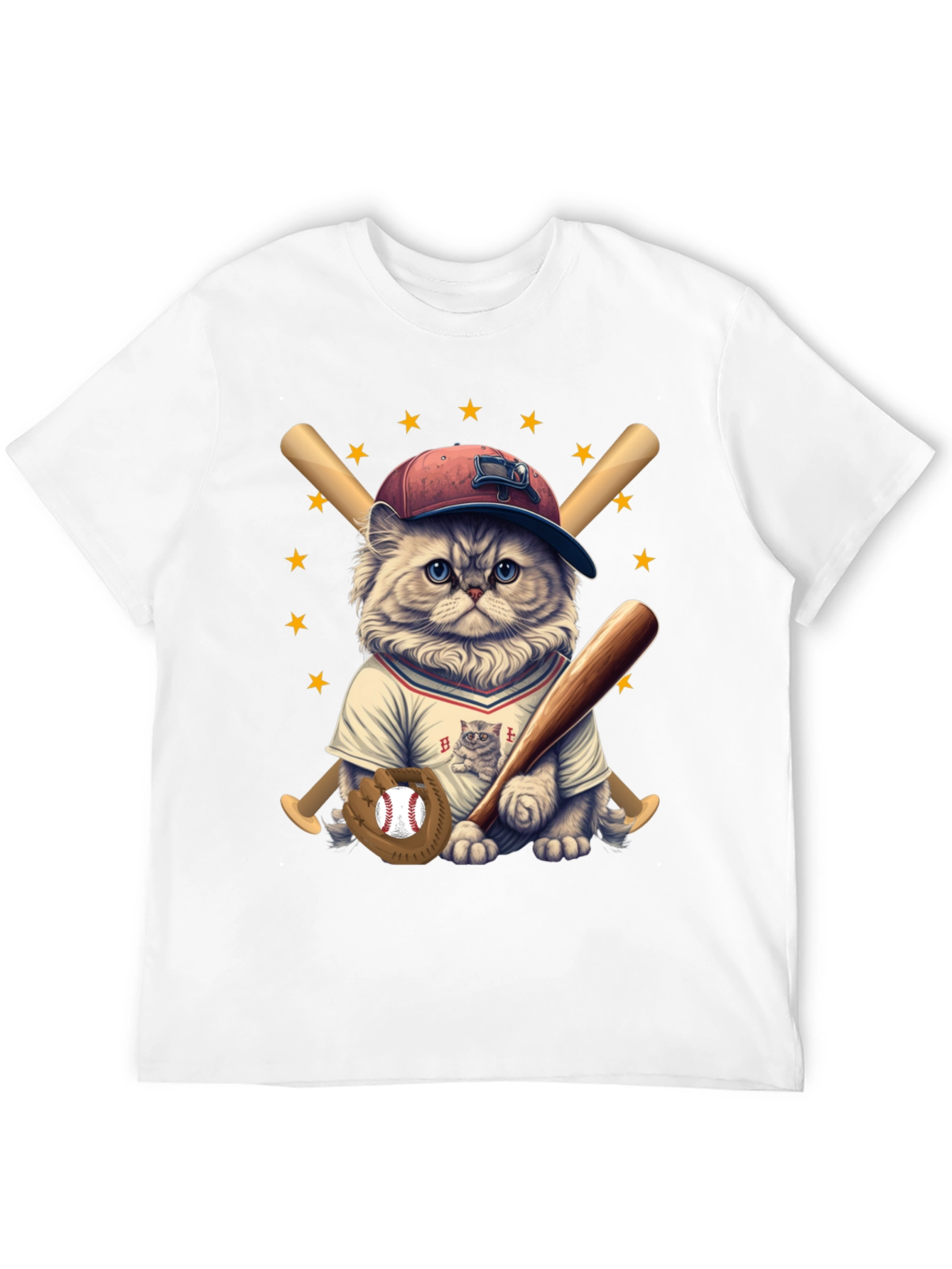 Baseball Cat T-Shirt -  Cute & Sporty Design
