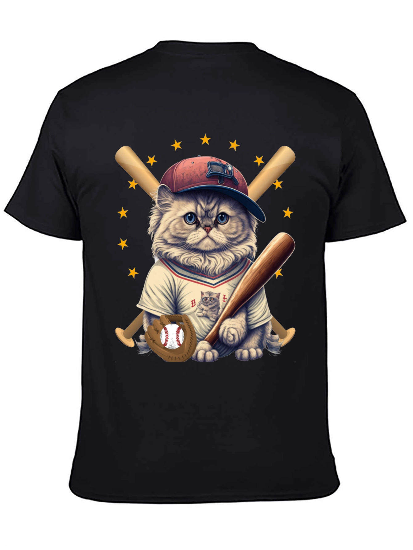 Baseball Cat T-Shirt -  Cute & Sporty Design