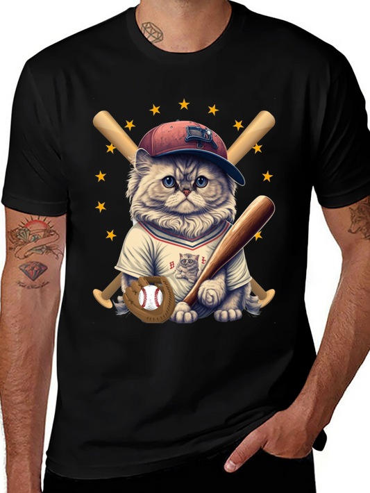 Baseball Cat T-Shirt -  Cute & Sporty Design