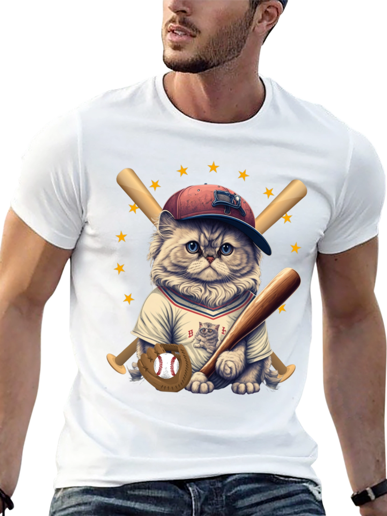 Baseball Cat T-Shirt -  Cute & Sporty Design