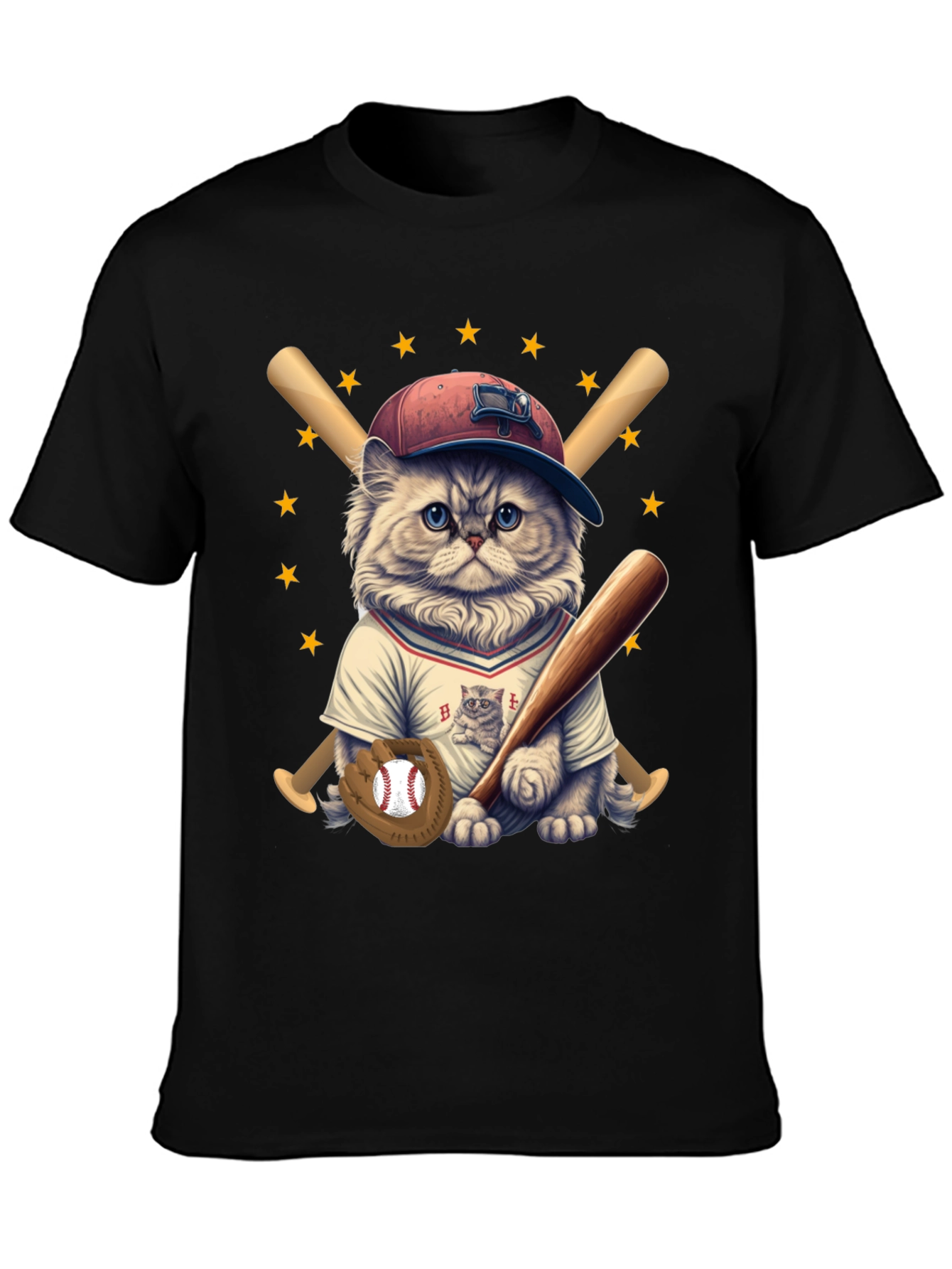 Baseball Cat T-Shirt -  Cute & Sporty Design