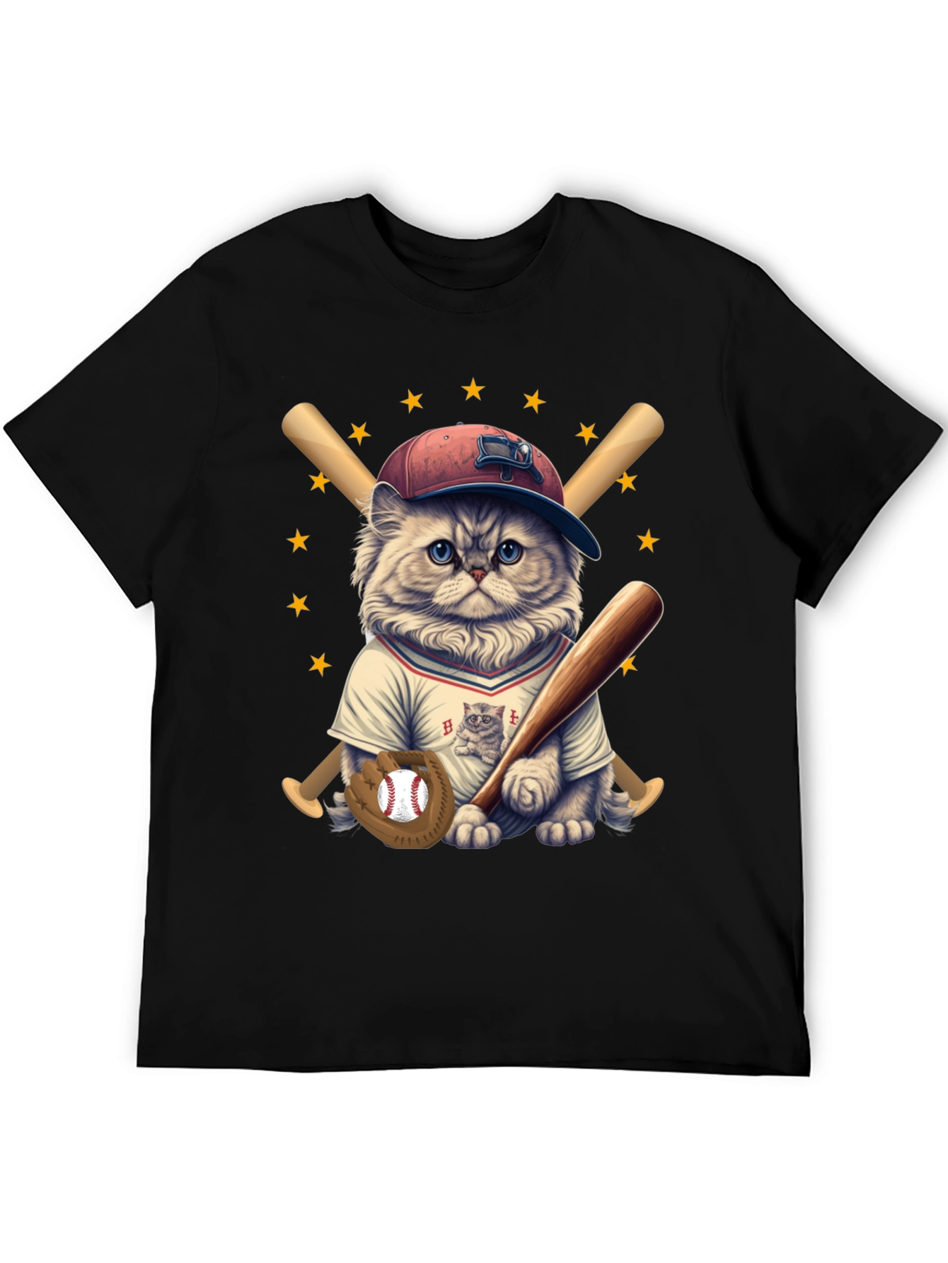 Baseball Cat T-Shirt -  Cute & Sporty Design