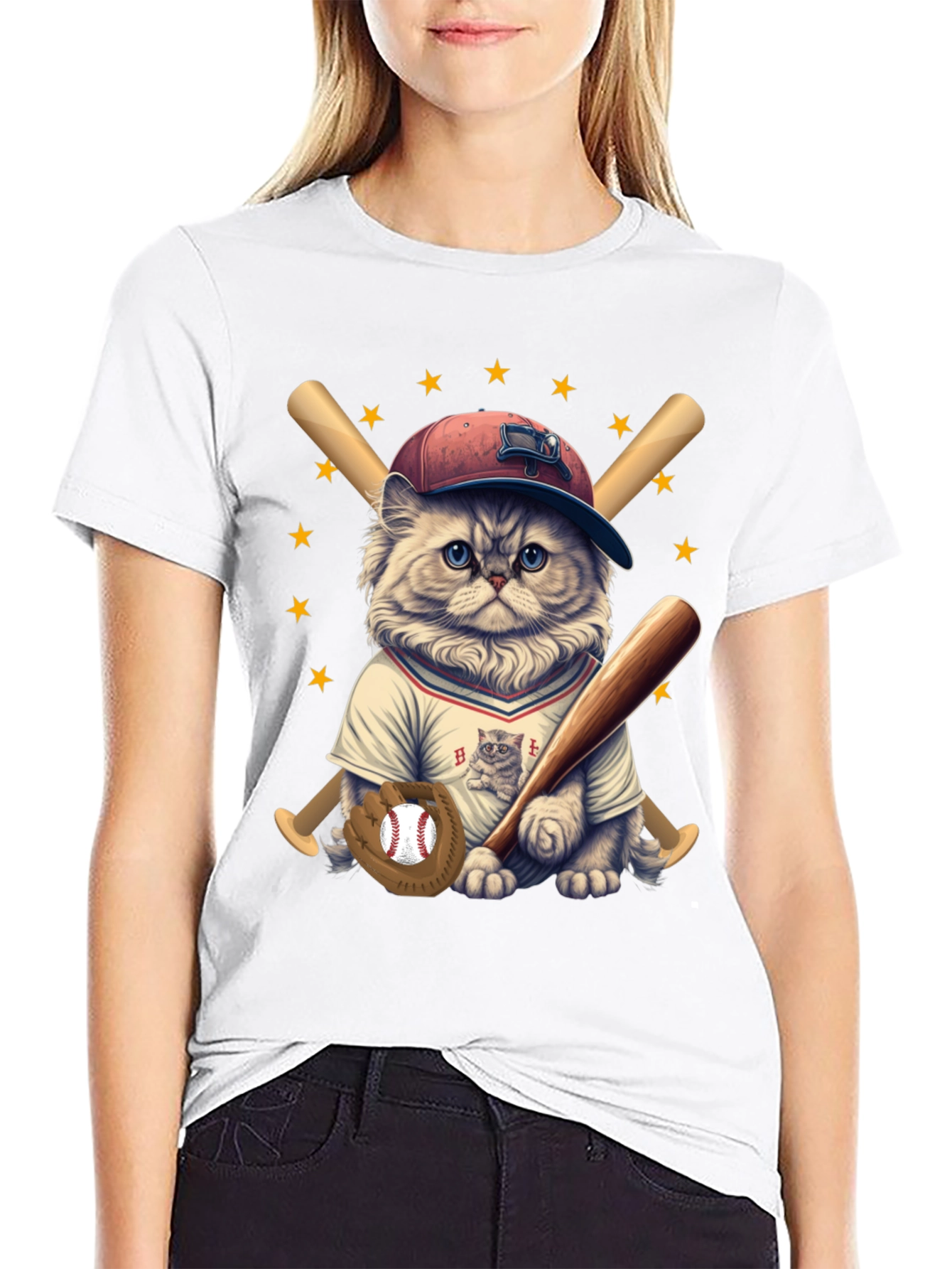 Baseball Cat T-Shirt -  Cute & Sporty Design
