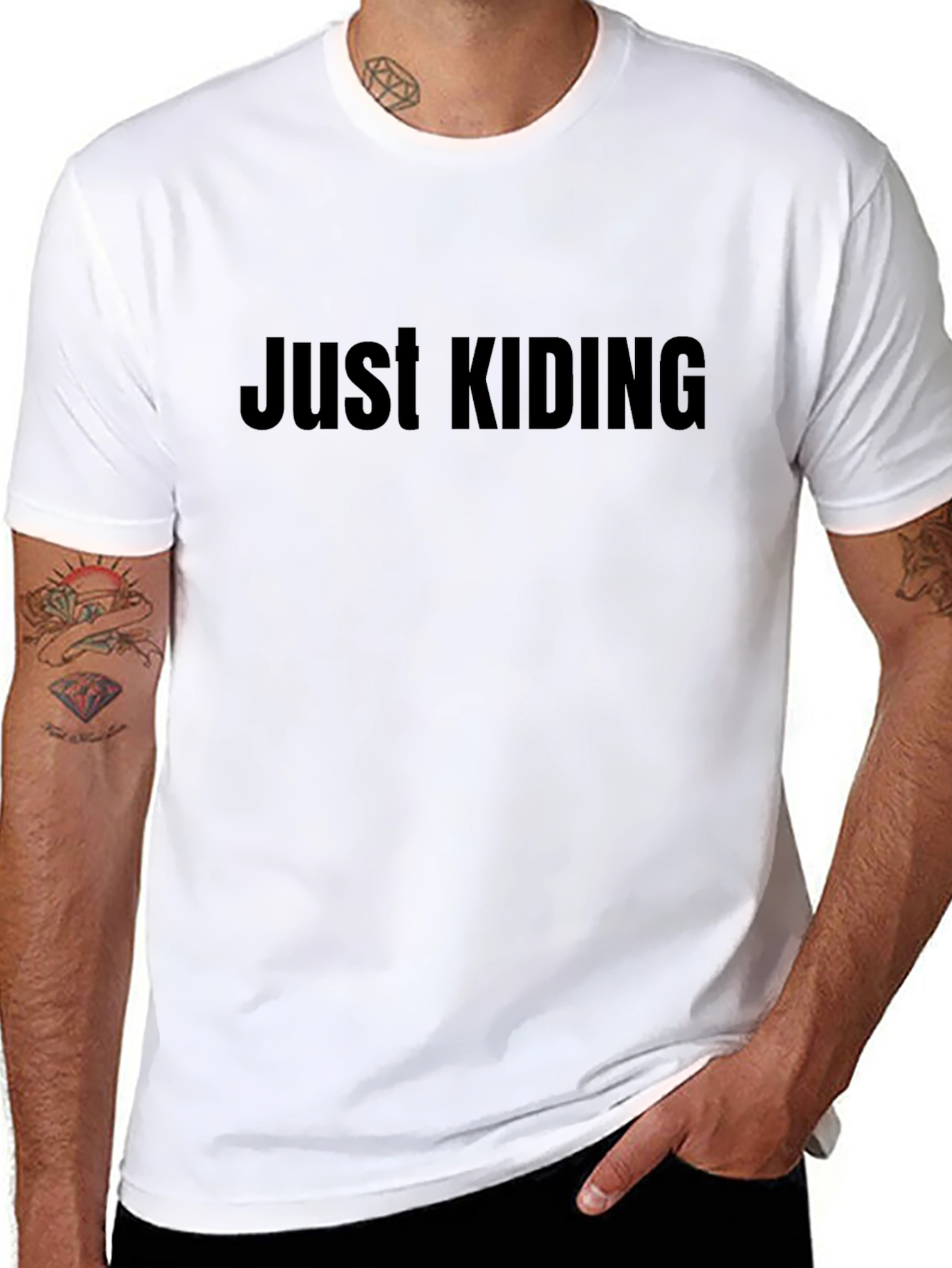 Just Kiding Graphic Tee - Casual Black T-Shirt
