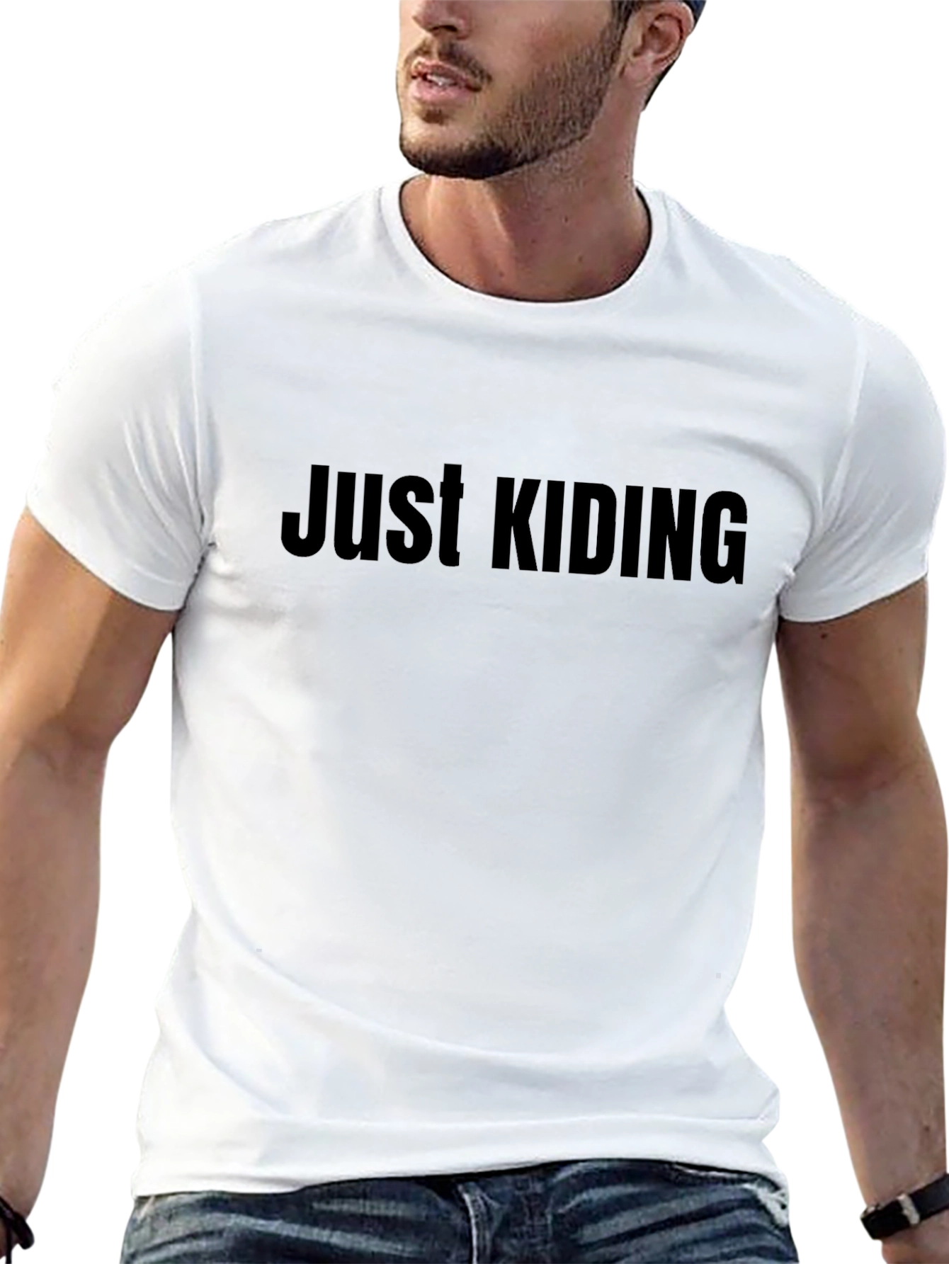 Just Kiding Graphic Tee - Casual Black T-Shirt