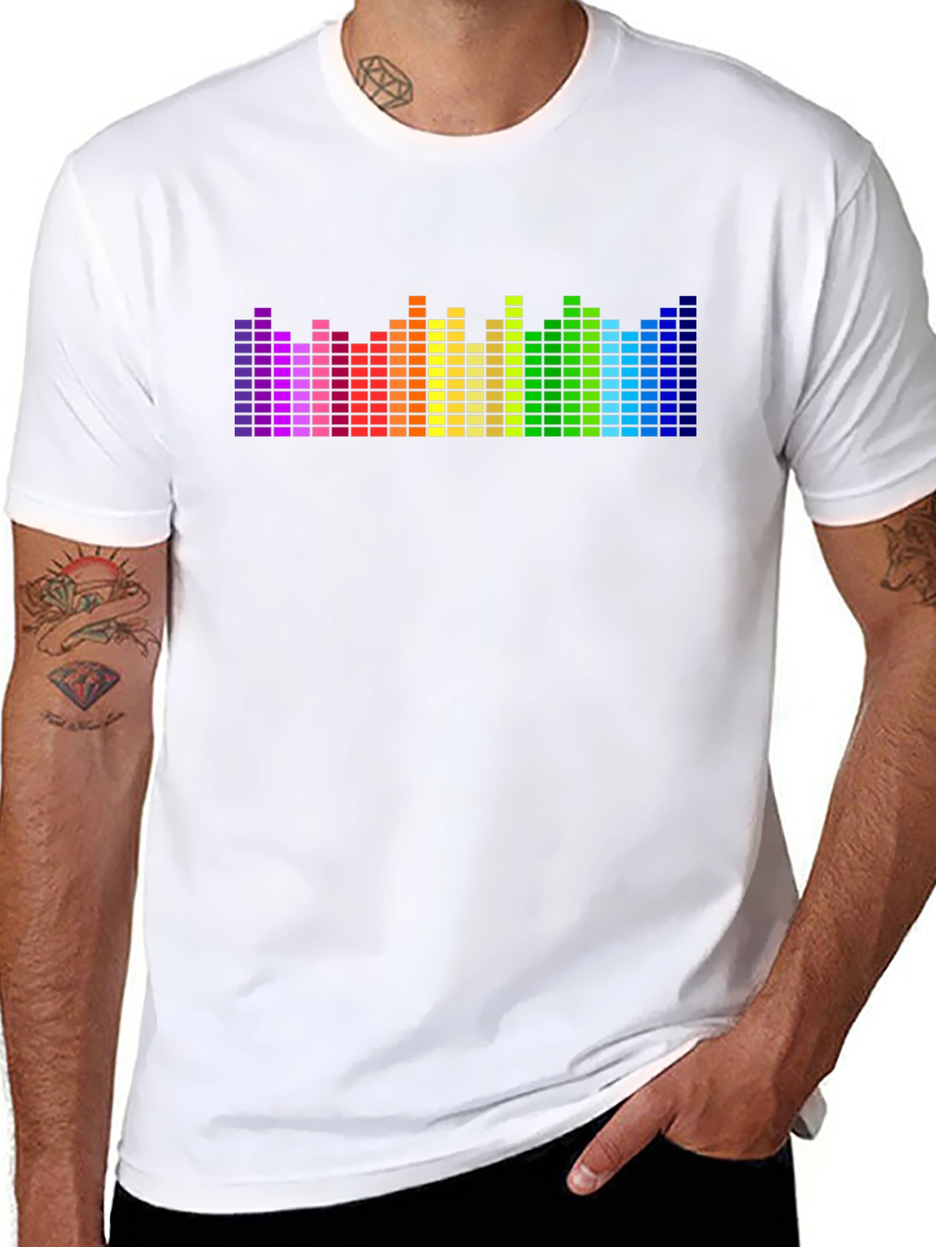 Rainbow Equalizer Graphic Tee - Black Cotton Blend
