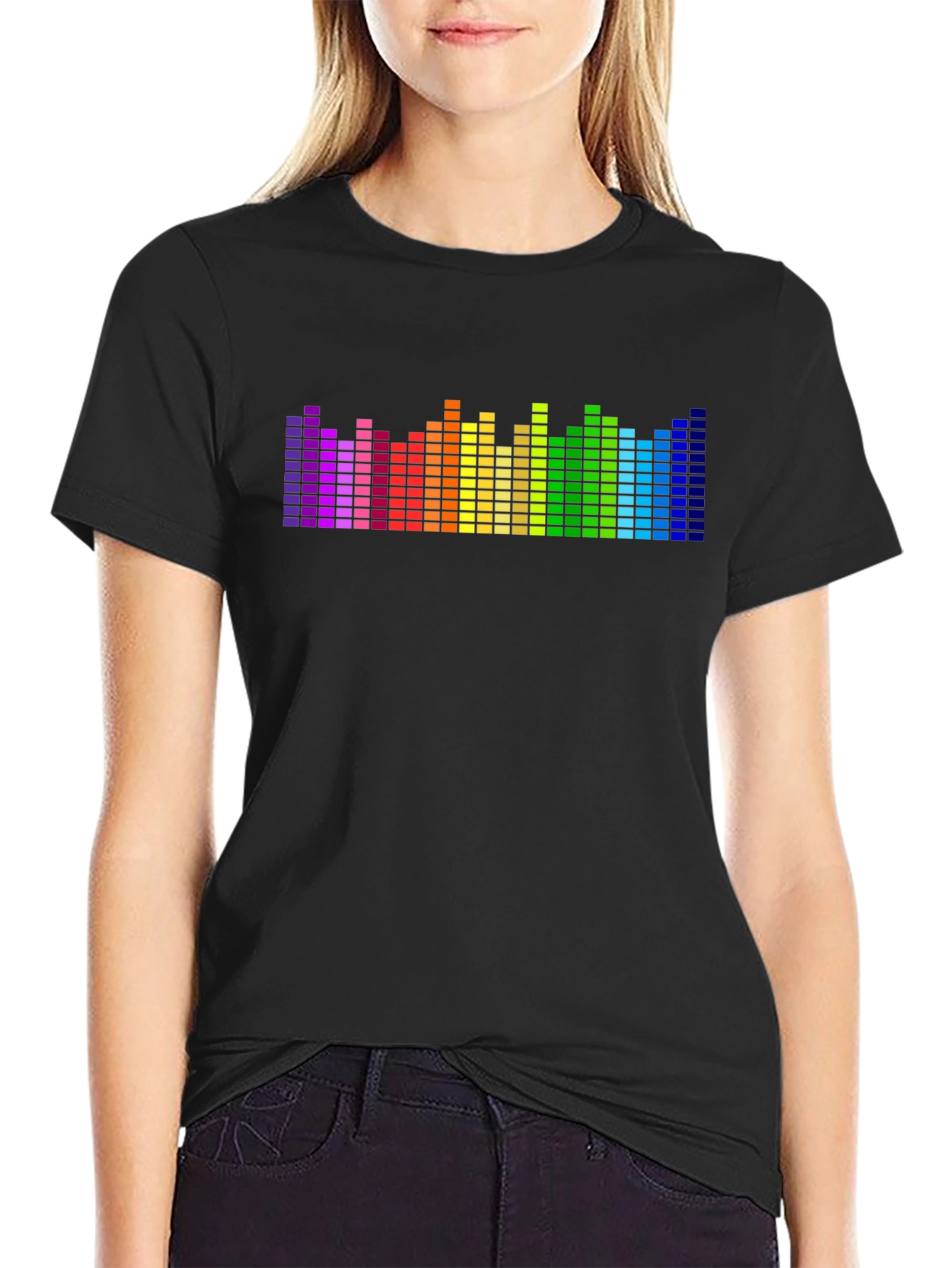 Rainbow Equalizer Graphic Tee - Black Cotton Blend