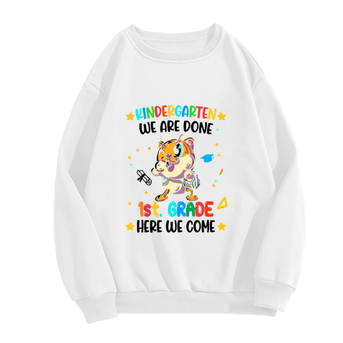 Cartoon Tiger Graduation Design - Crewneck Sweatshirt | Graduation Gift, Tiger Lover, Class of 2024 Gift